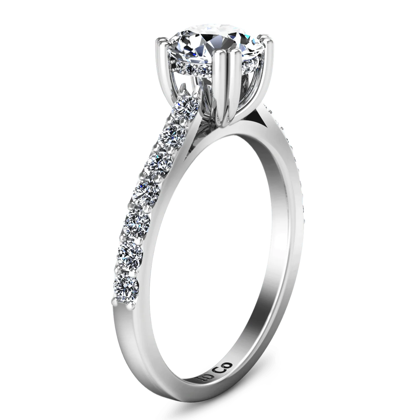 Round Diamond Pave Engagement Ring Michelle 14K White Gold - Image 2