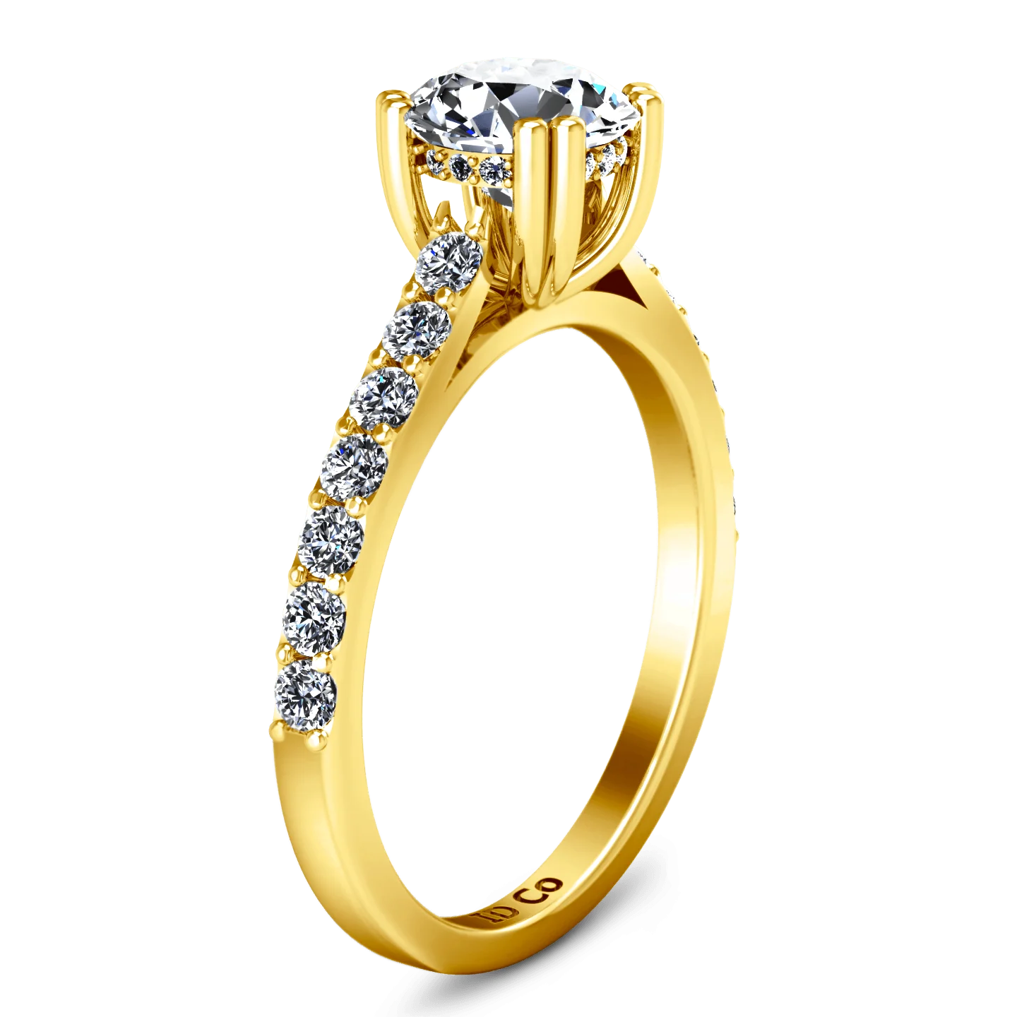 Pave Diamond EngagementRing Michelle 14K Yellow Gold - Image 2