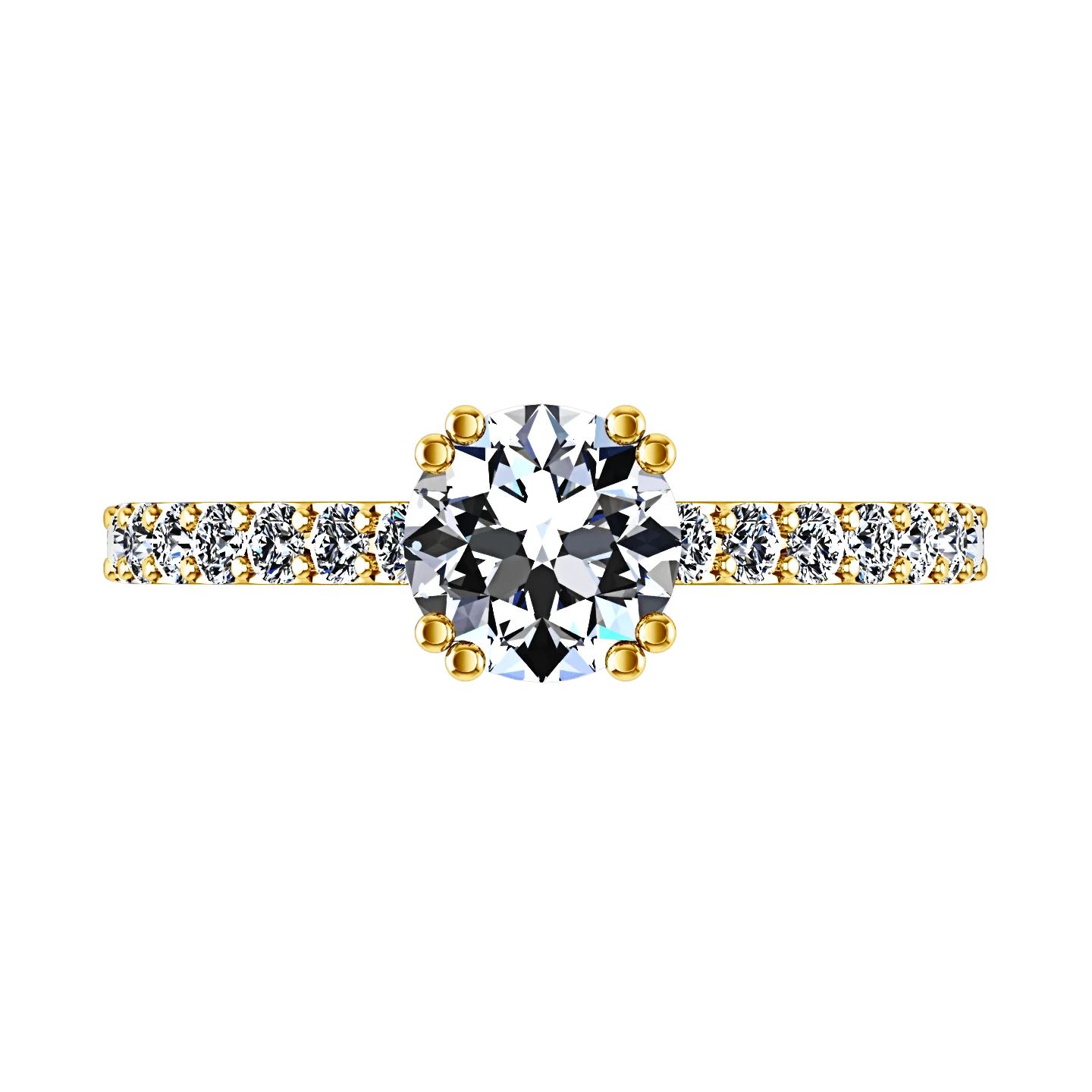 Pave Diamond EngagementRing Michelle 14K Yellow Gold - Image 4