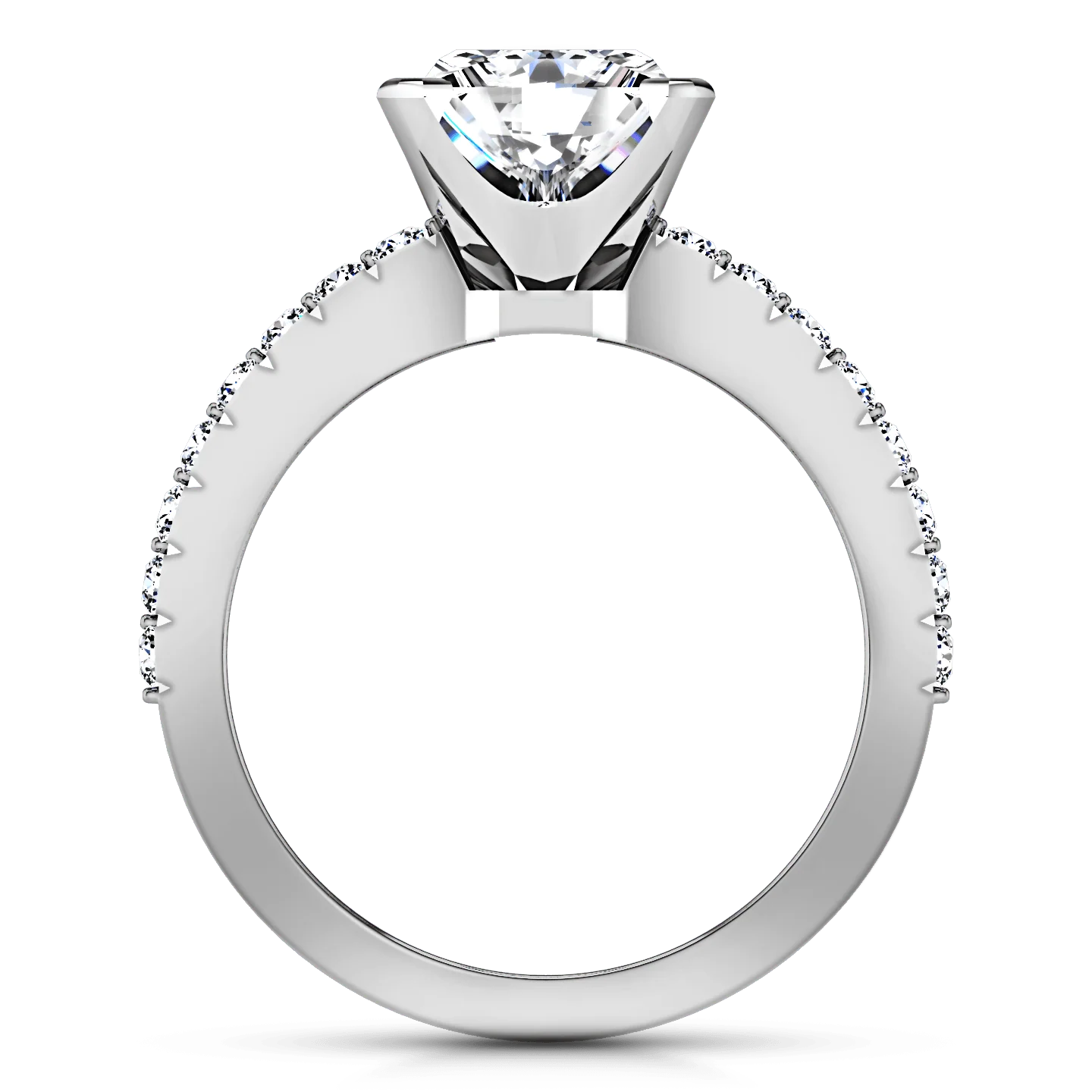 Pave Princess Cut Diamond Engagement Ring Prima 14K White Gold - Image 3