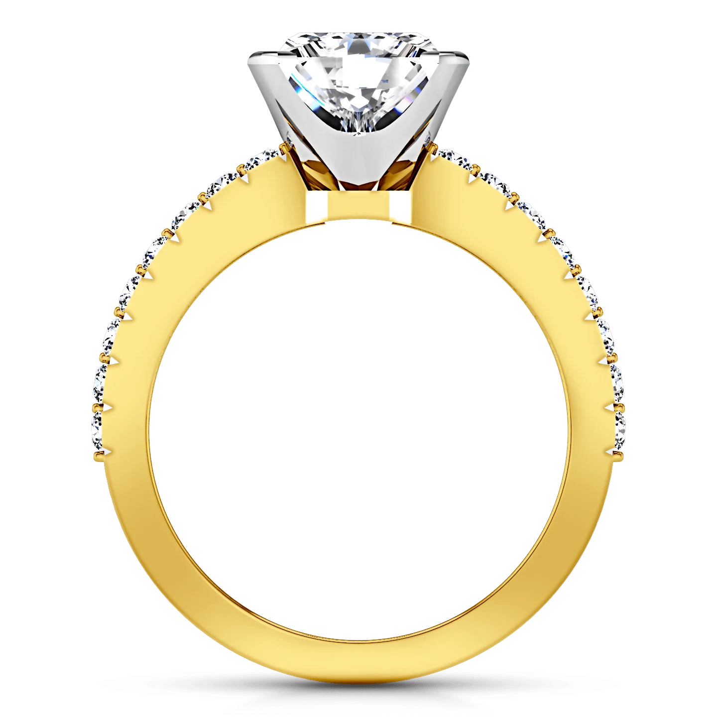 Pave Princess Cut Engagement Ring Prima 14K Yellow Gold - Image 3