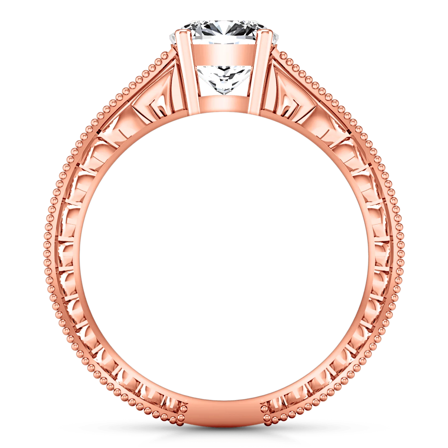 Pave Diamond Cushion Cut Engagement Ring Primrose 14K Rose Gold - Image 3