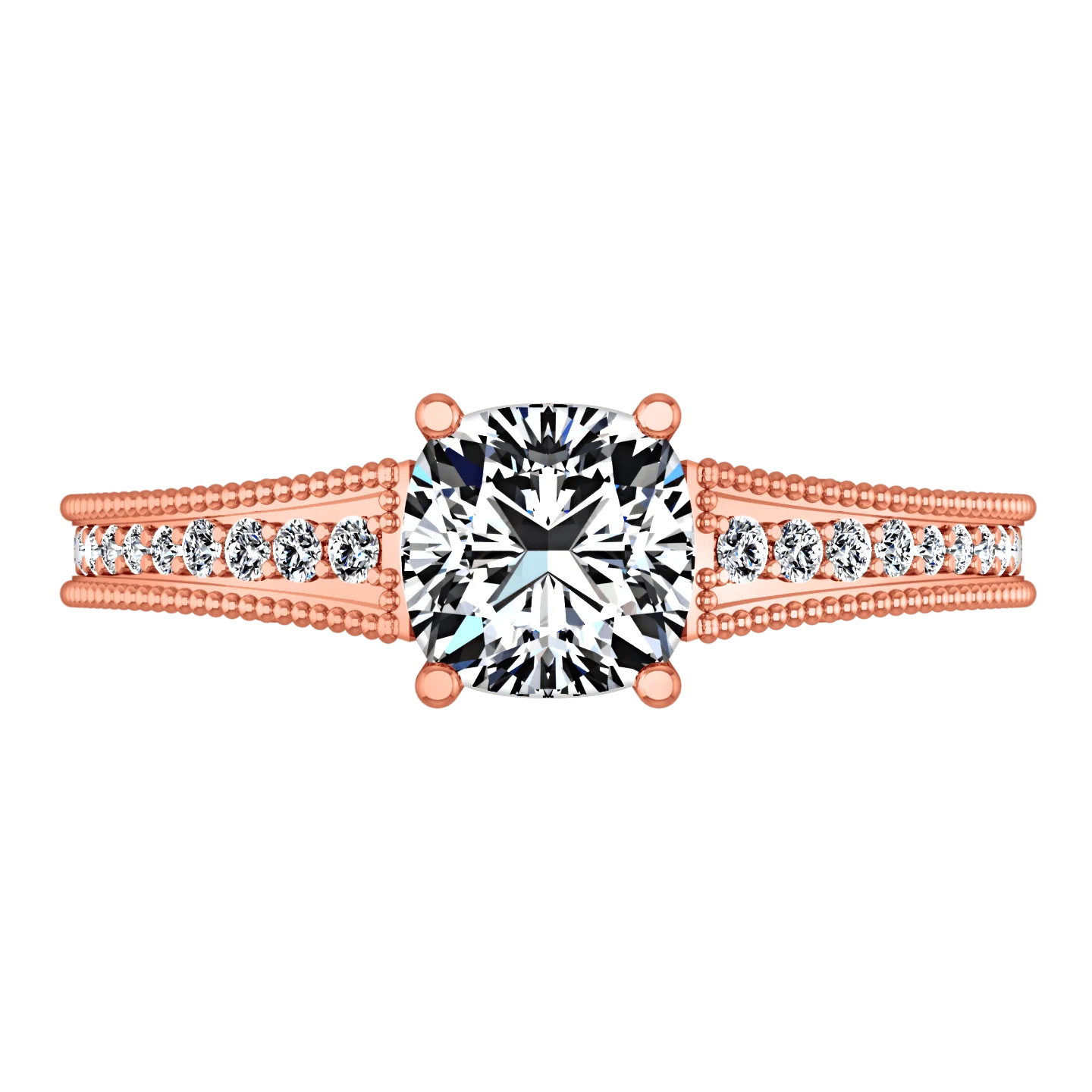 Pave Diamond Cushion Cut Engagement Ring Primrose 14K Rose Gold - Image 4