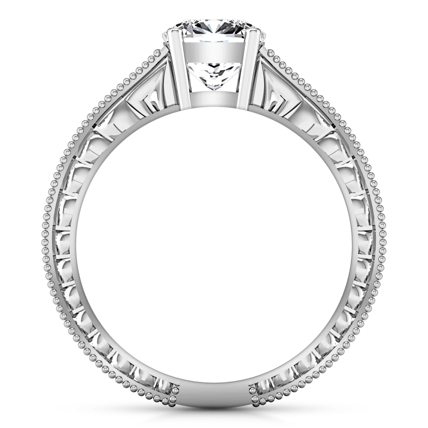 Pave Cushion Cut Diamond Engagement Ring Primrose 14K White Gold - Image 3