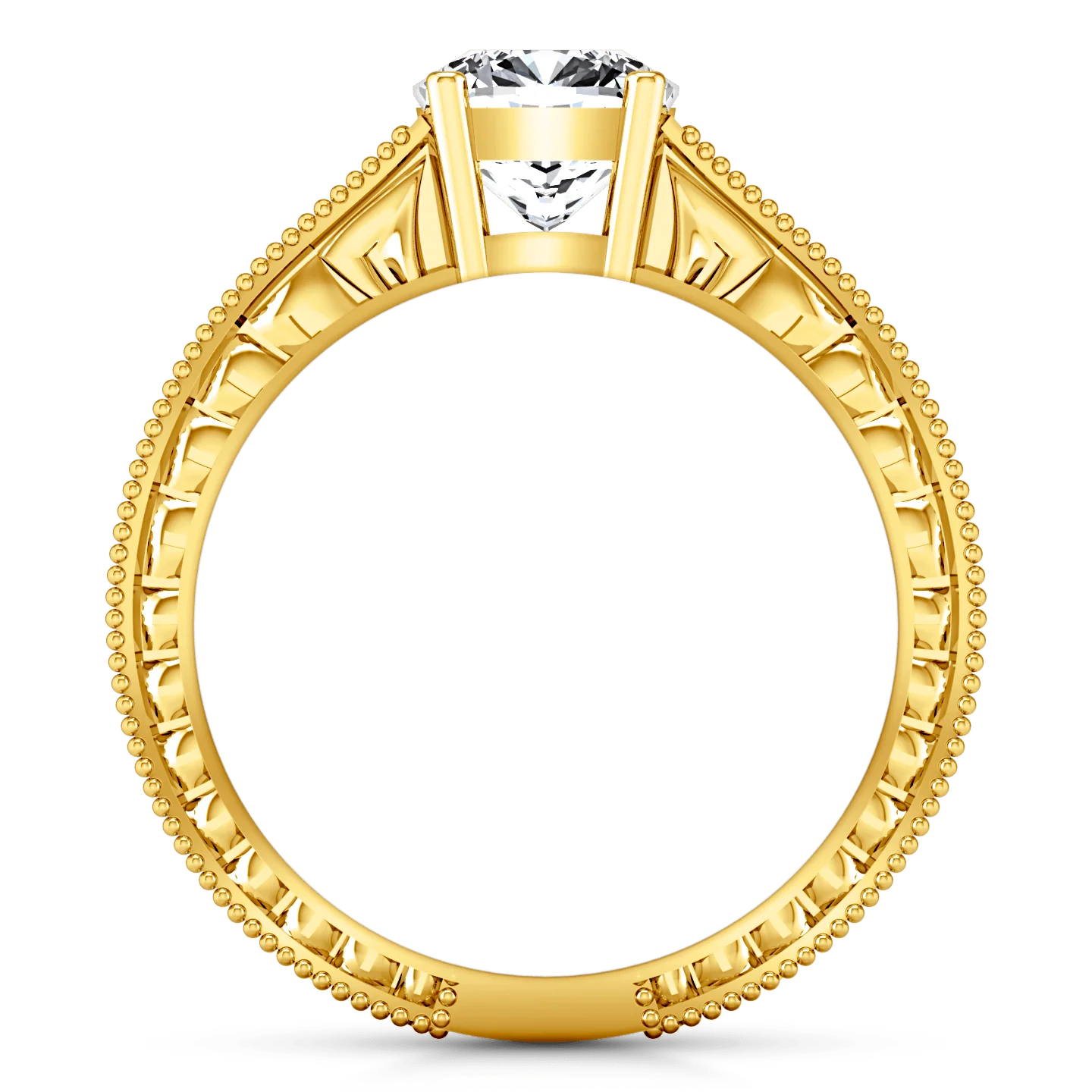 Pave Cushion Cut Engagement Ring Primrose 14K Yellow Gold - Image 2