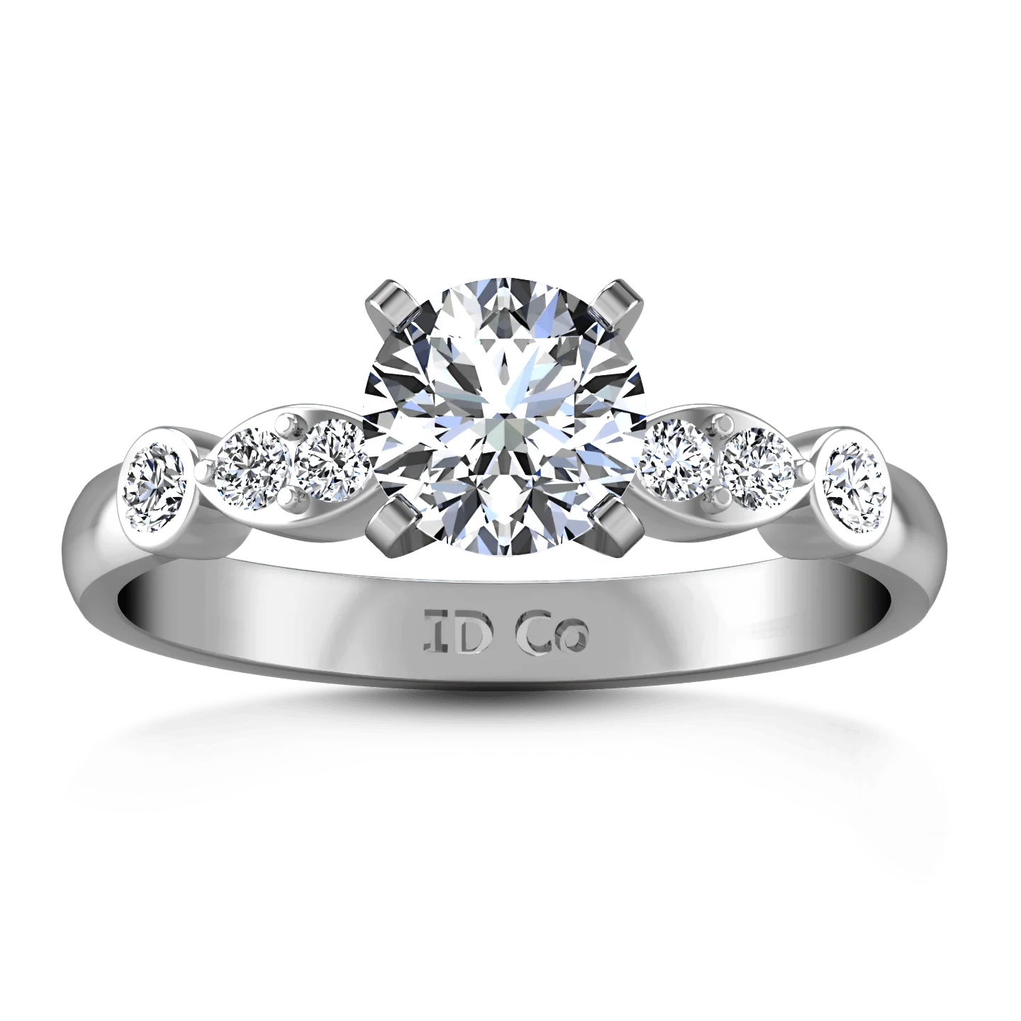 Round Diamond Pave Engagement Ring Rachel 14K White Gold