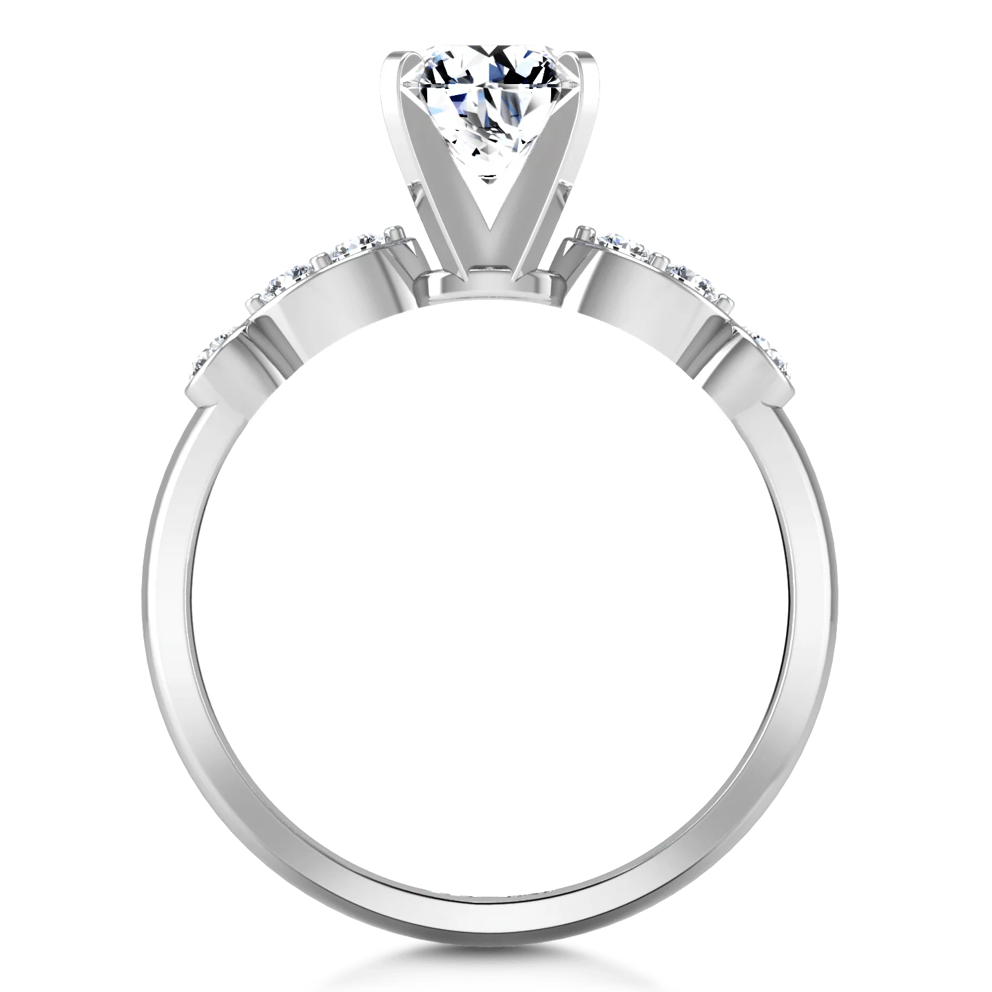 Round Diamond Pave Engagement Ring Rachel 14K White Gold - Image 4