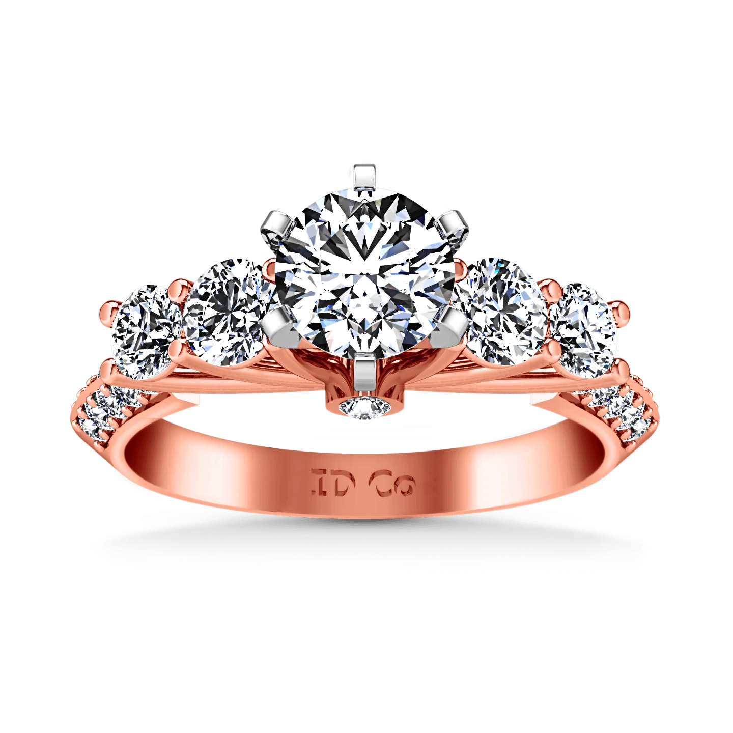 Pave Diamond Engagement Ring Regal 14K Rose Gold