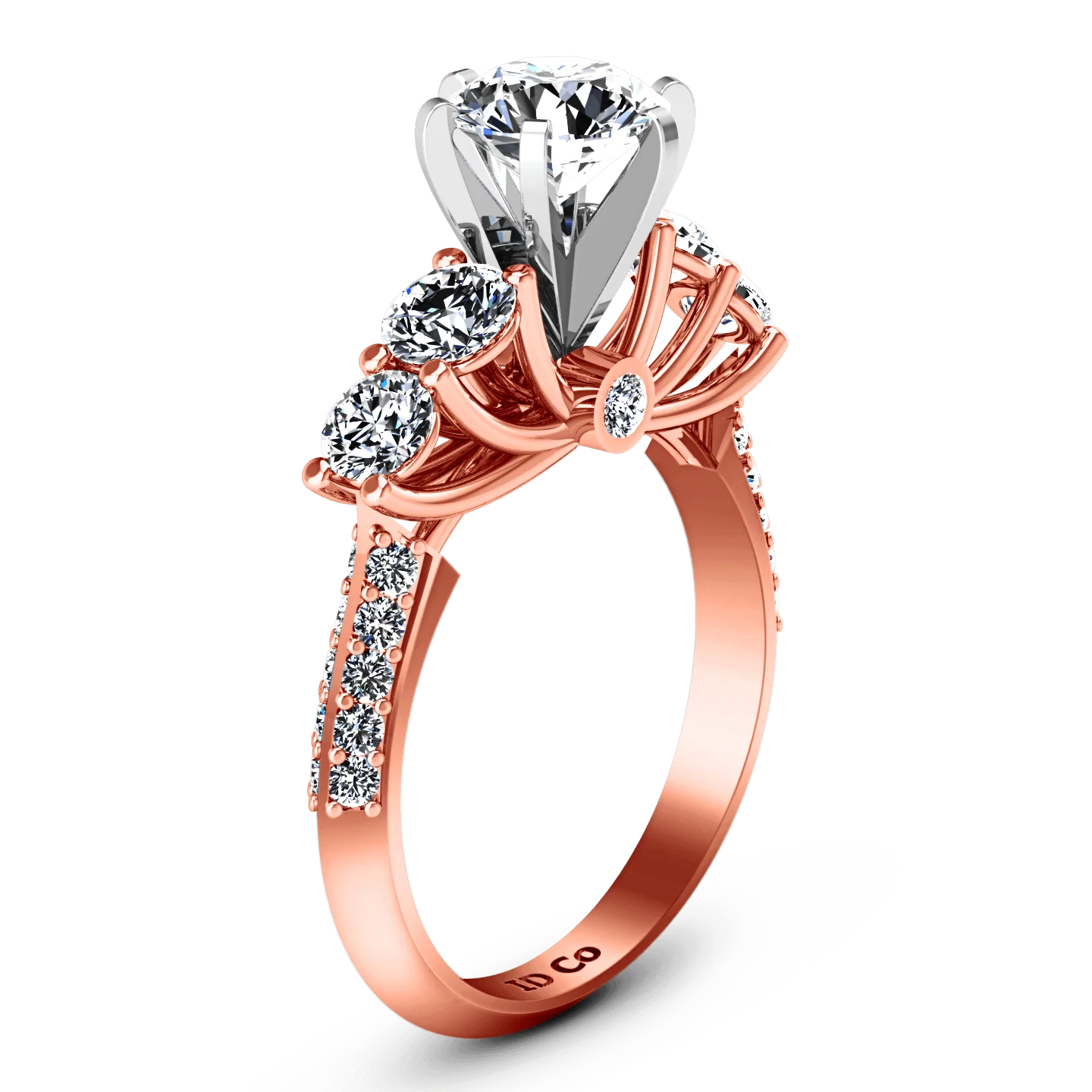 Pave Diamond Engagement Ring Regal 14K Rose Gold - Image 2