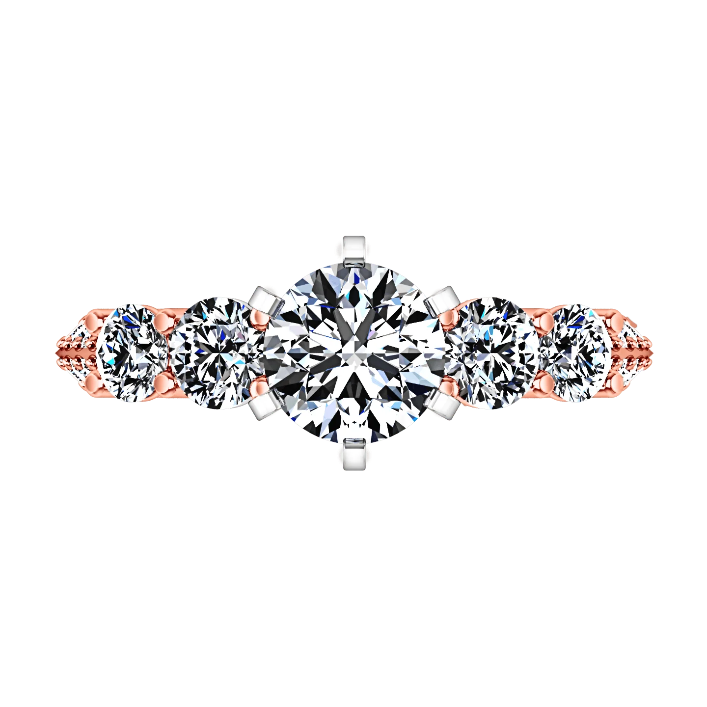 Pave Diamond Engagement Ring Regal 14K Rose Gold - Image 4