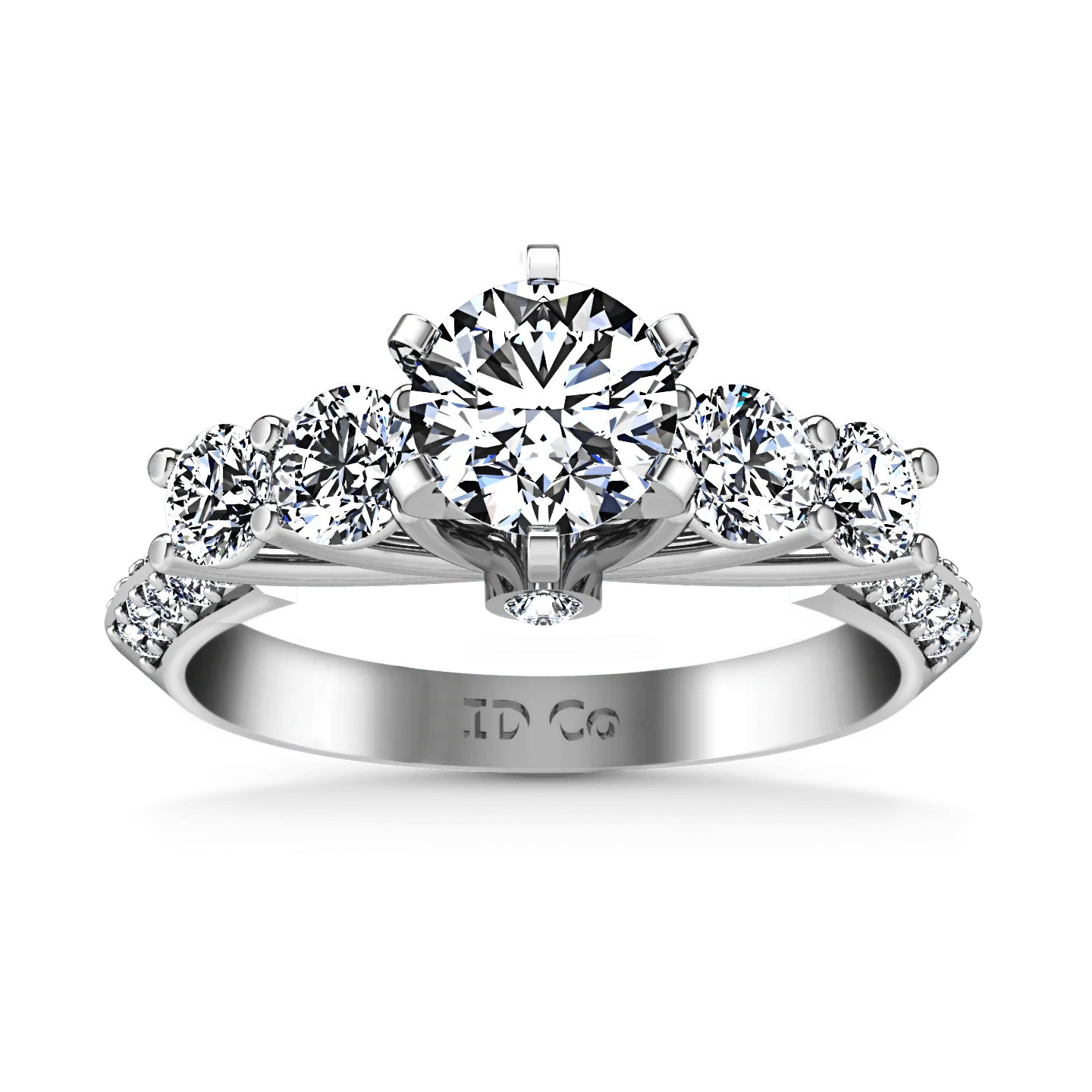 Round Diamond Pave Engagement Ring Regal 14K White Gold