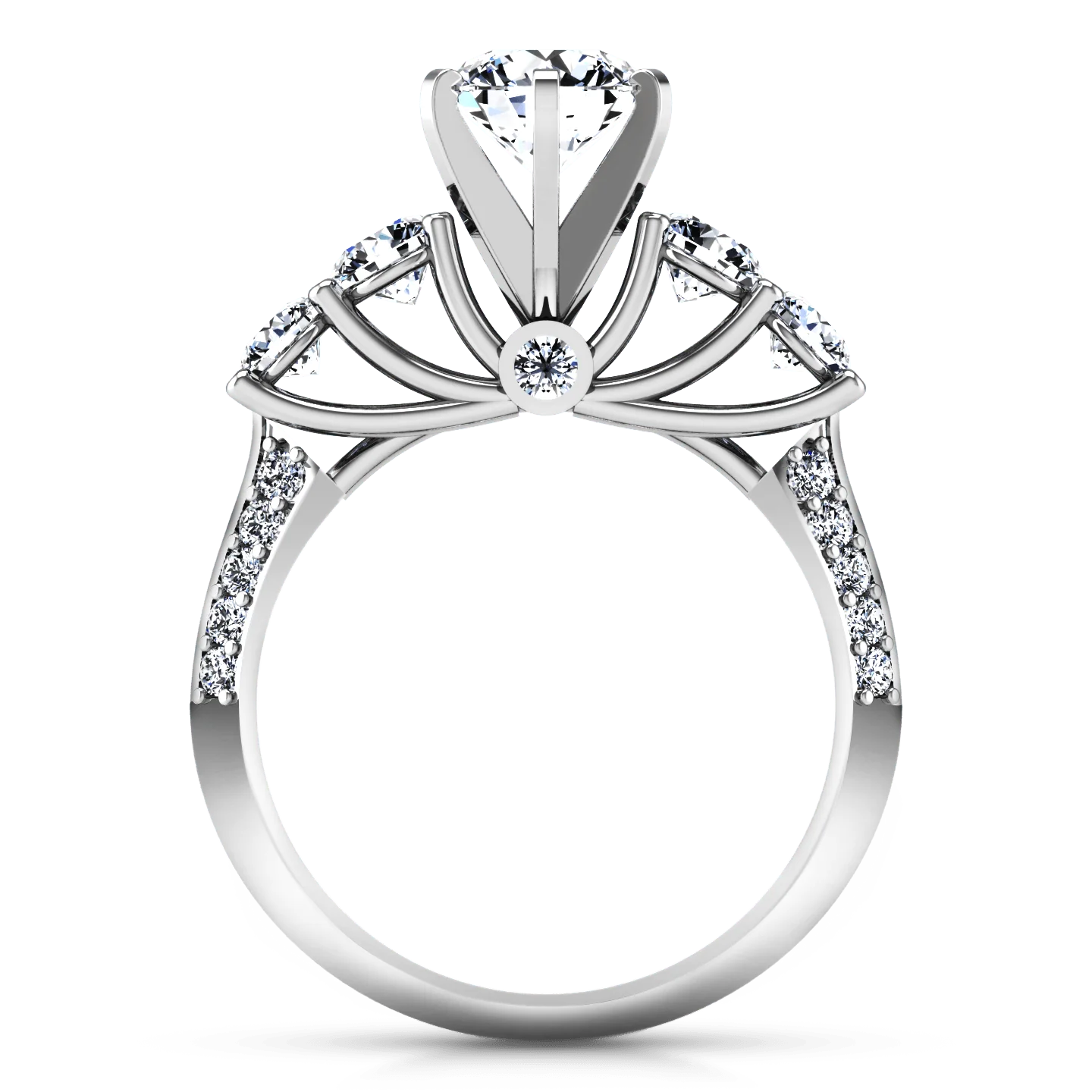 Round Diamond Pave Engagement Ring Regal 14K White Gold - Image 3