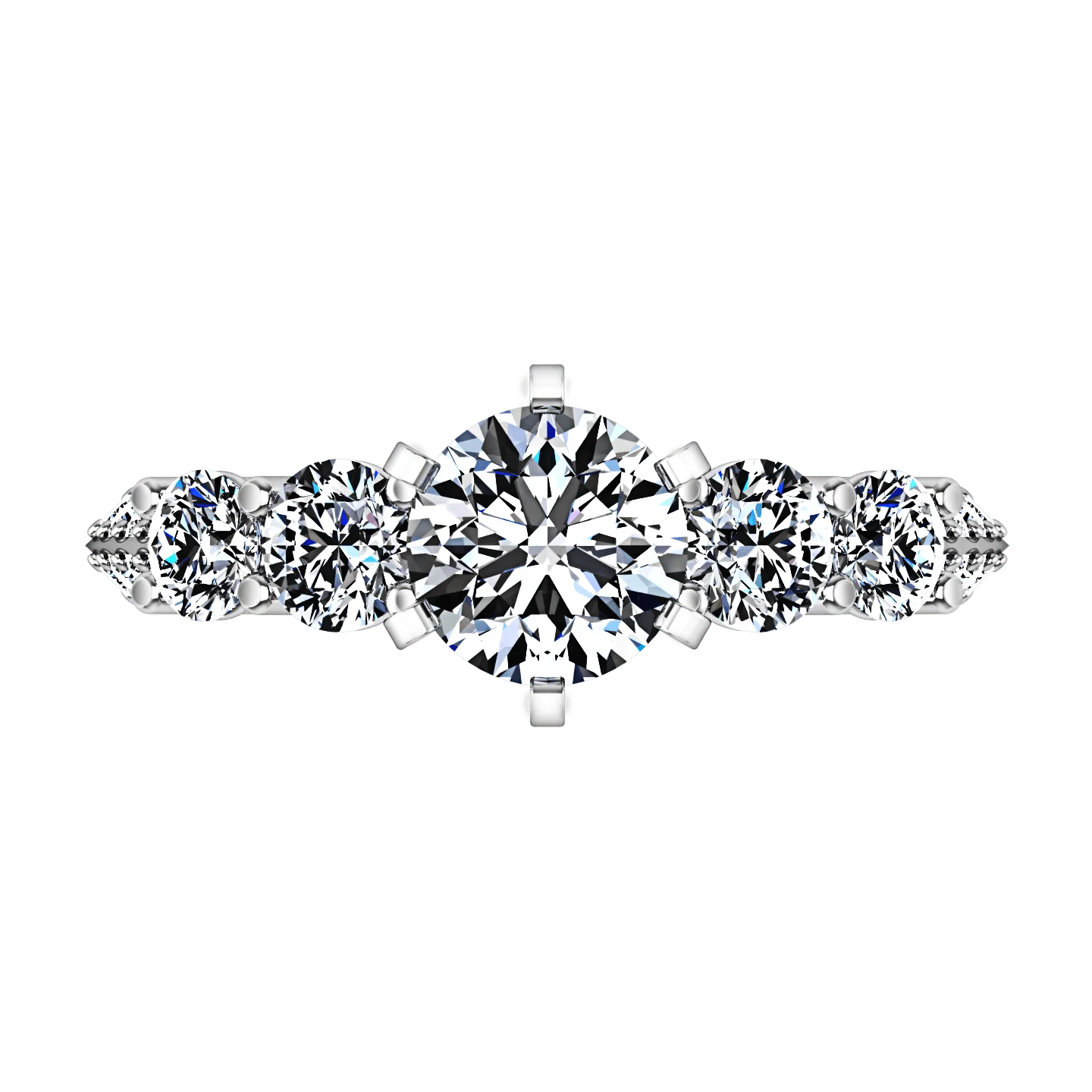 Round Diamond Pave Engagement Ring Regal 14K White Gold - Image 4