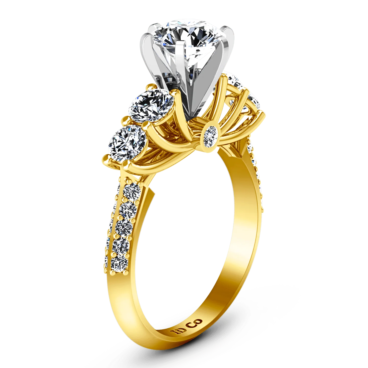 Pave Diamond EngagementRing Regal 14K Yellow Gold - Image 2