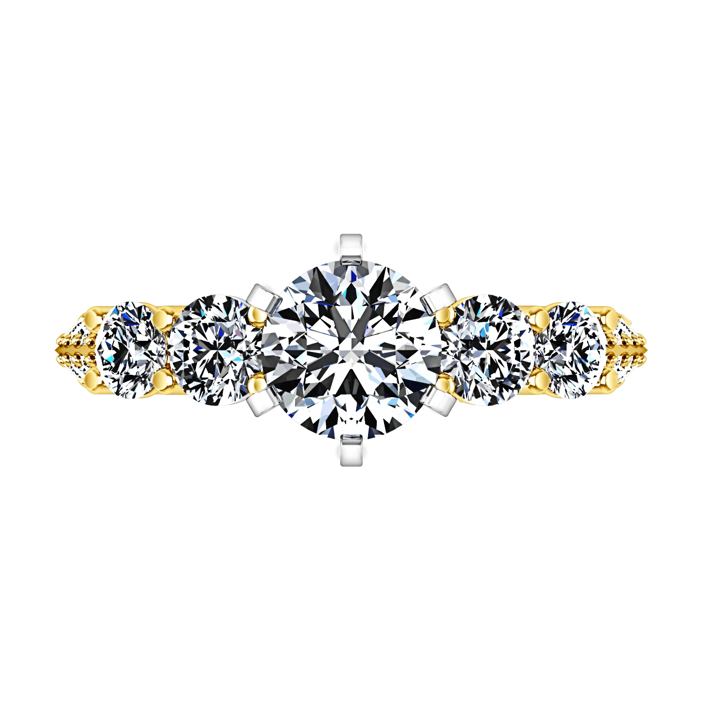 Pave Diamond EngagementRing Regal 14K Yellow Gold - Image 4