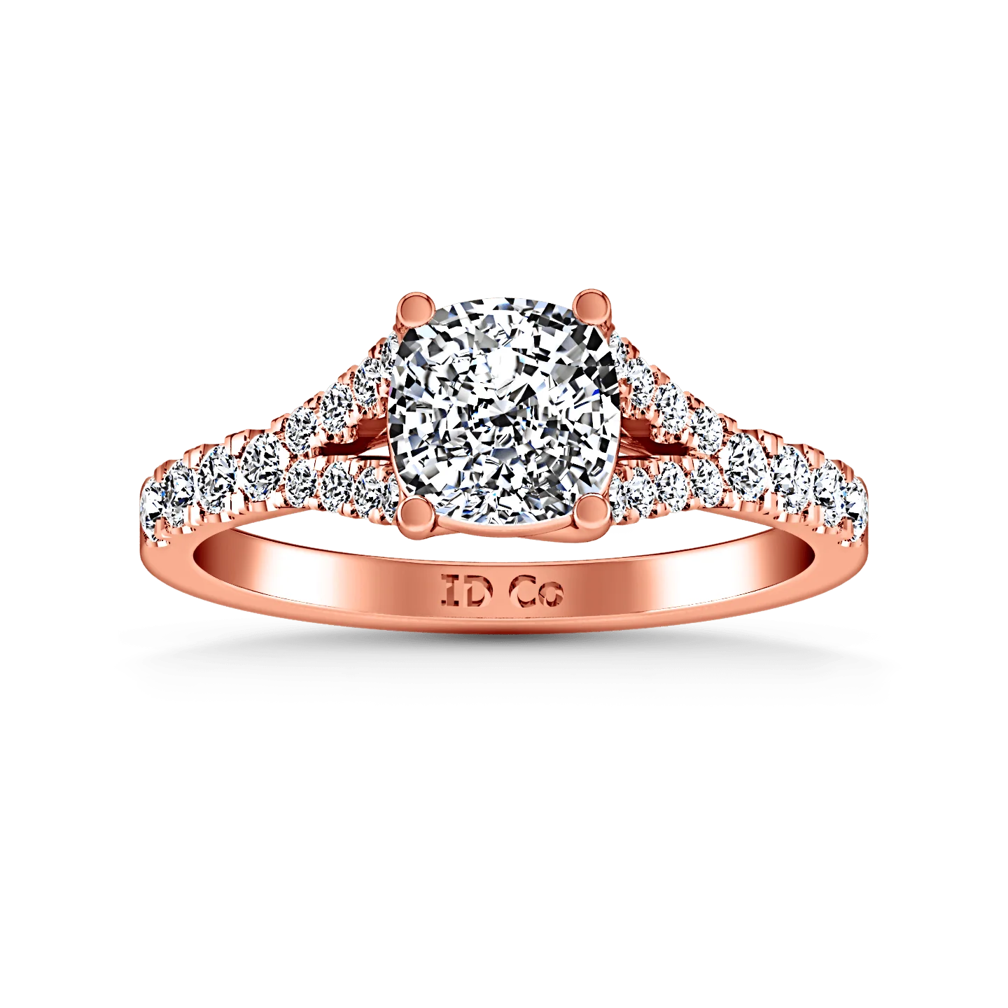 Pave Diamond Cushion Cut Engagement Ring Riverton 14K Rose Gold
