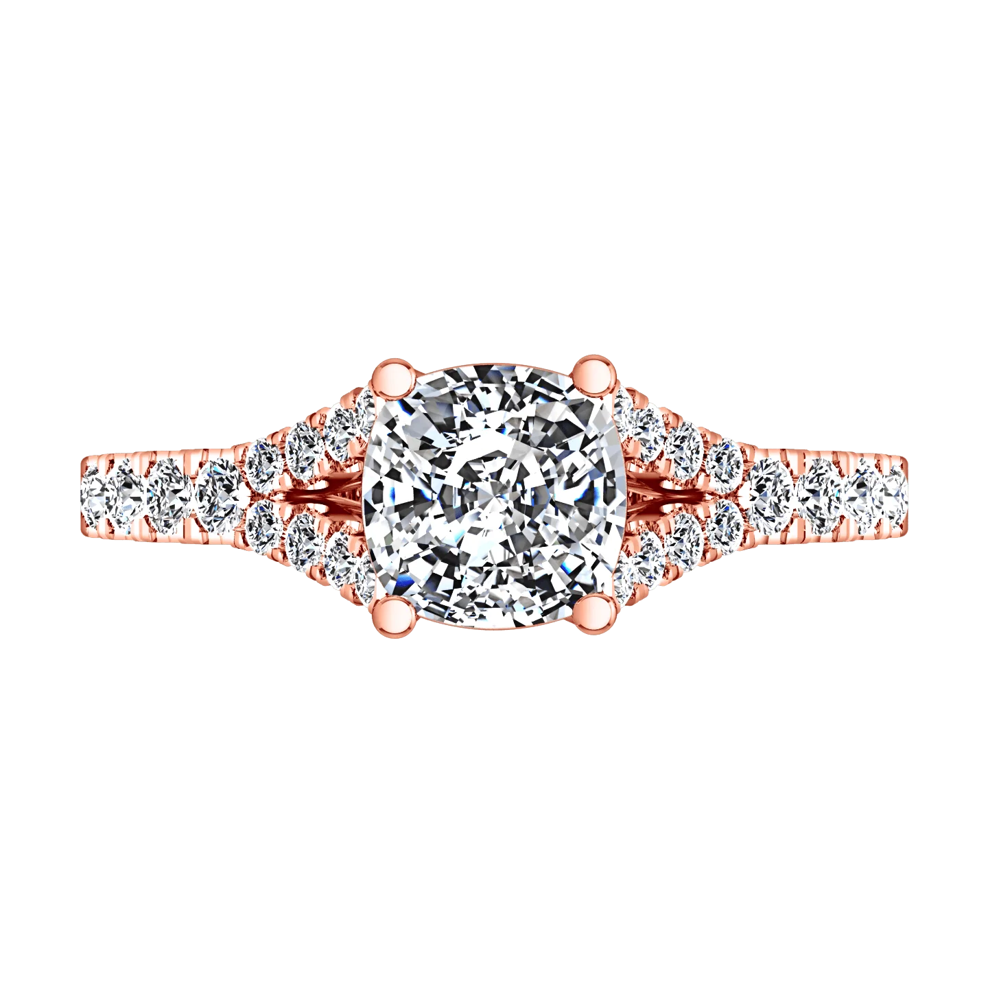 Pave Diamond Cushion Cut Engagement Ring Riverton 14K Rose Gold - Image 4