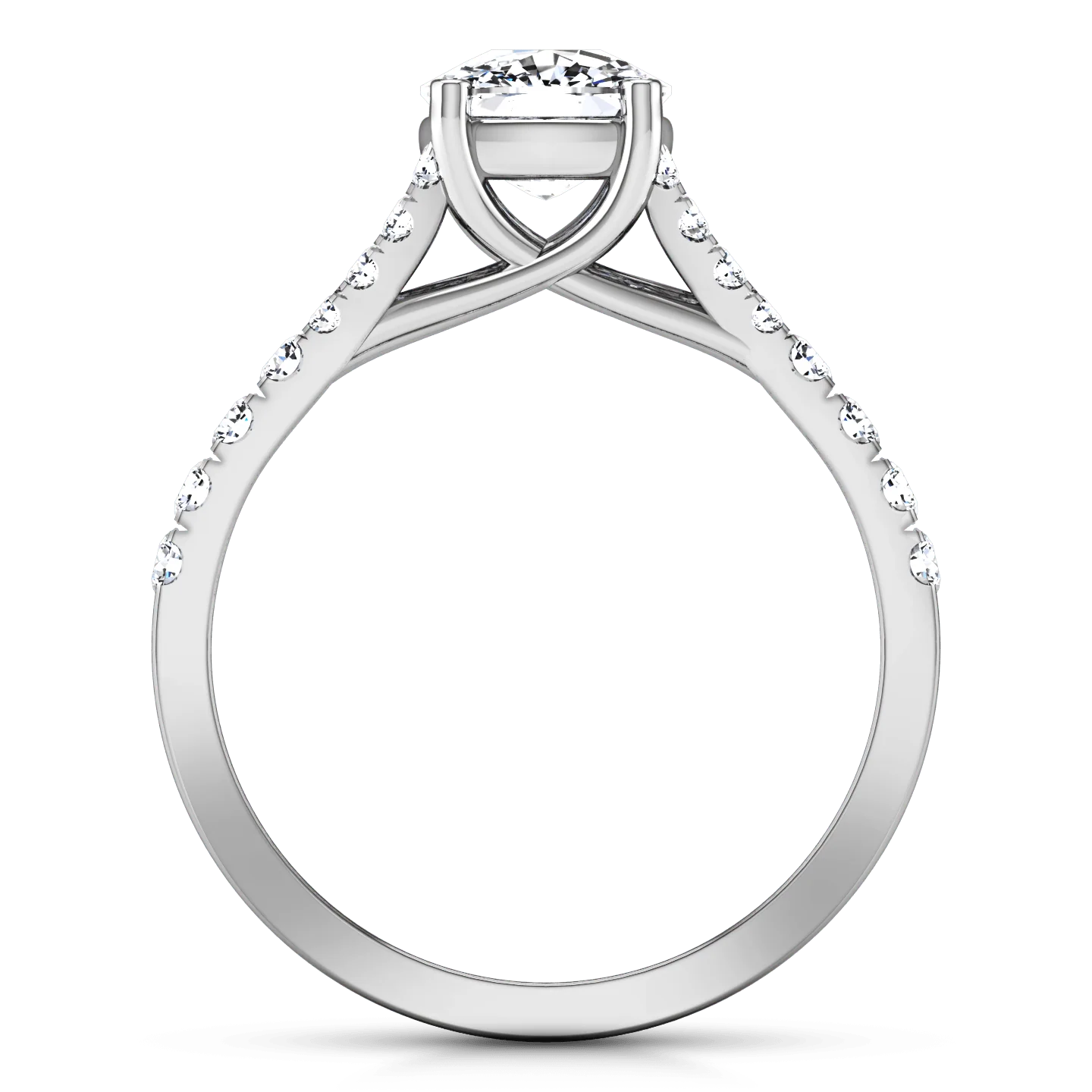 Pave Cushion Cut Diamond Engagement Ring Riverton 14K White Gold - Image 3
