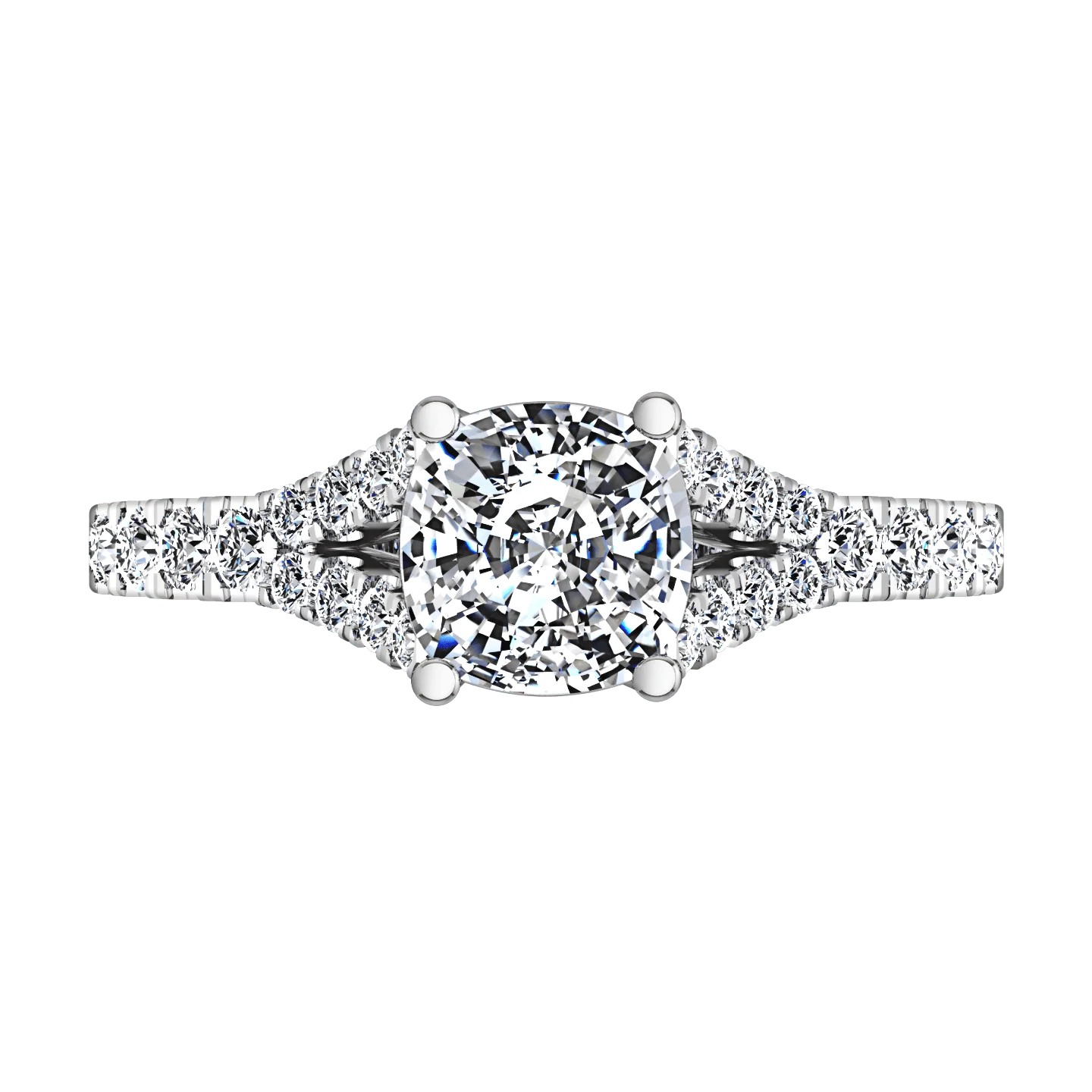 Pave Cushion Cut Diamond Engagement Ring Riverton 14K White Gold - Image 4