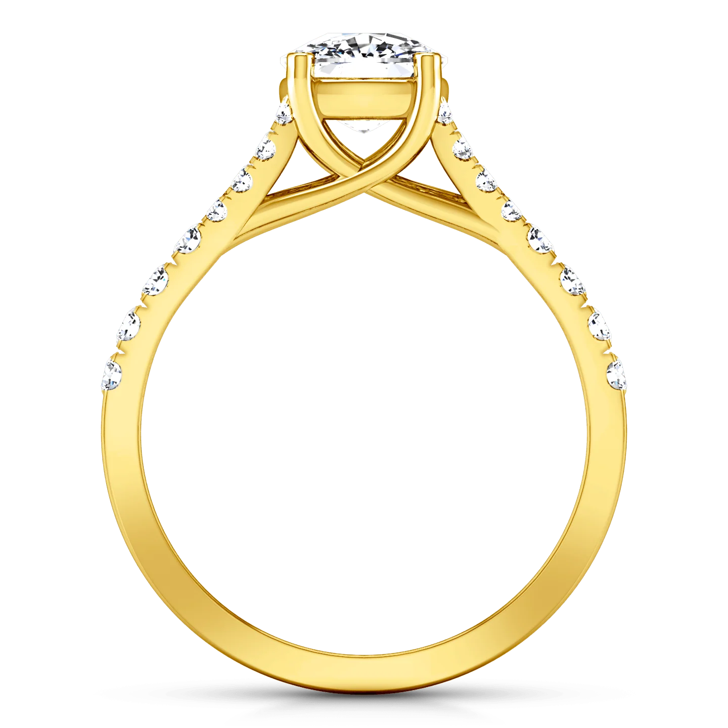 Pave Cushion Cut Engagement Ring Riverton 14K Yellow Gold - Image 3