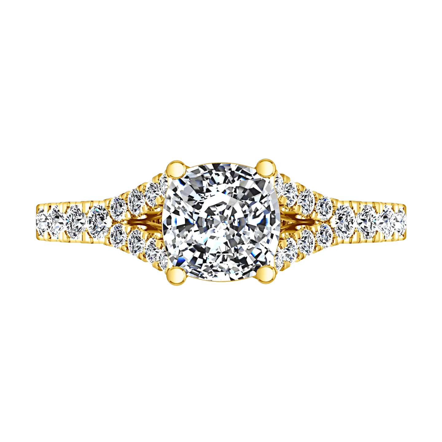 Pave Cushion Cut Engagement Ring Riverton 14K Yellow Gold - Image 4
