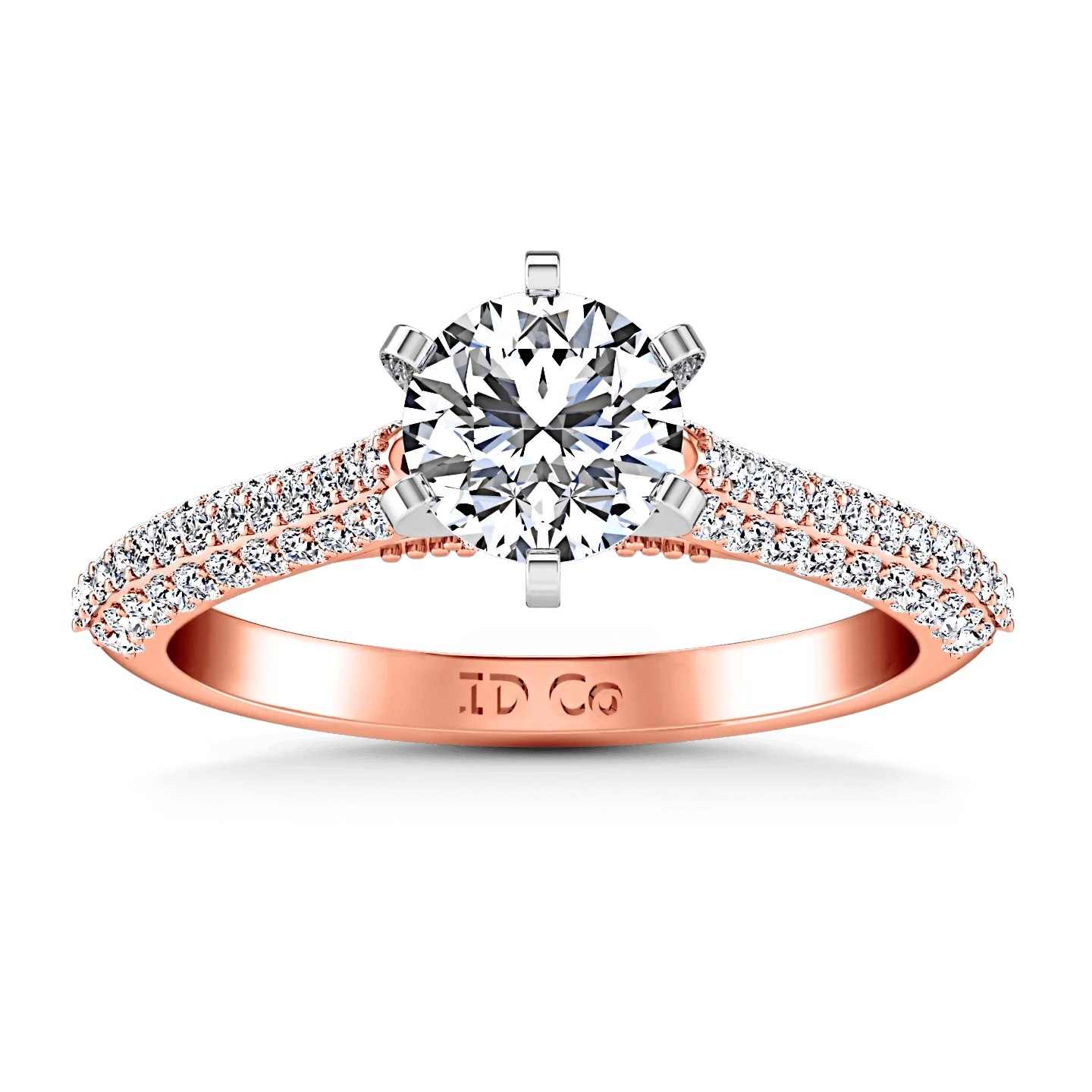 Pave Diamond Engagement Ring Royal 14K Rose Gold