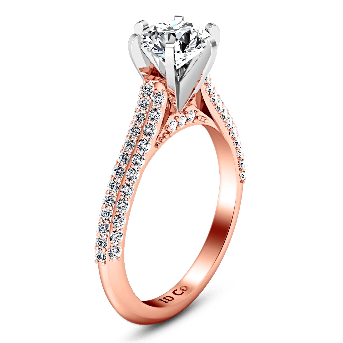 Pave Diamond Engagement Ring Royal 14K Rose Gold - Image 2
