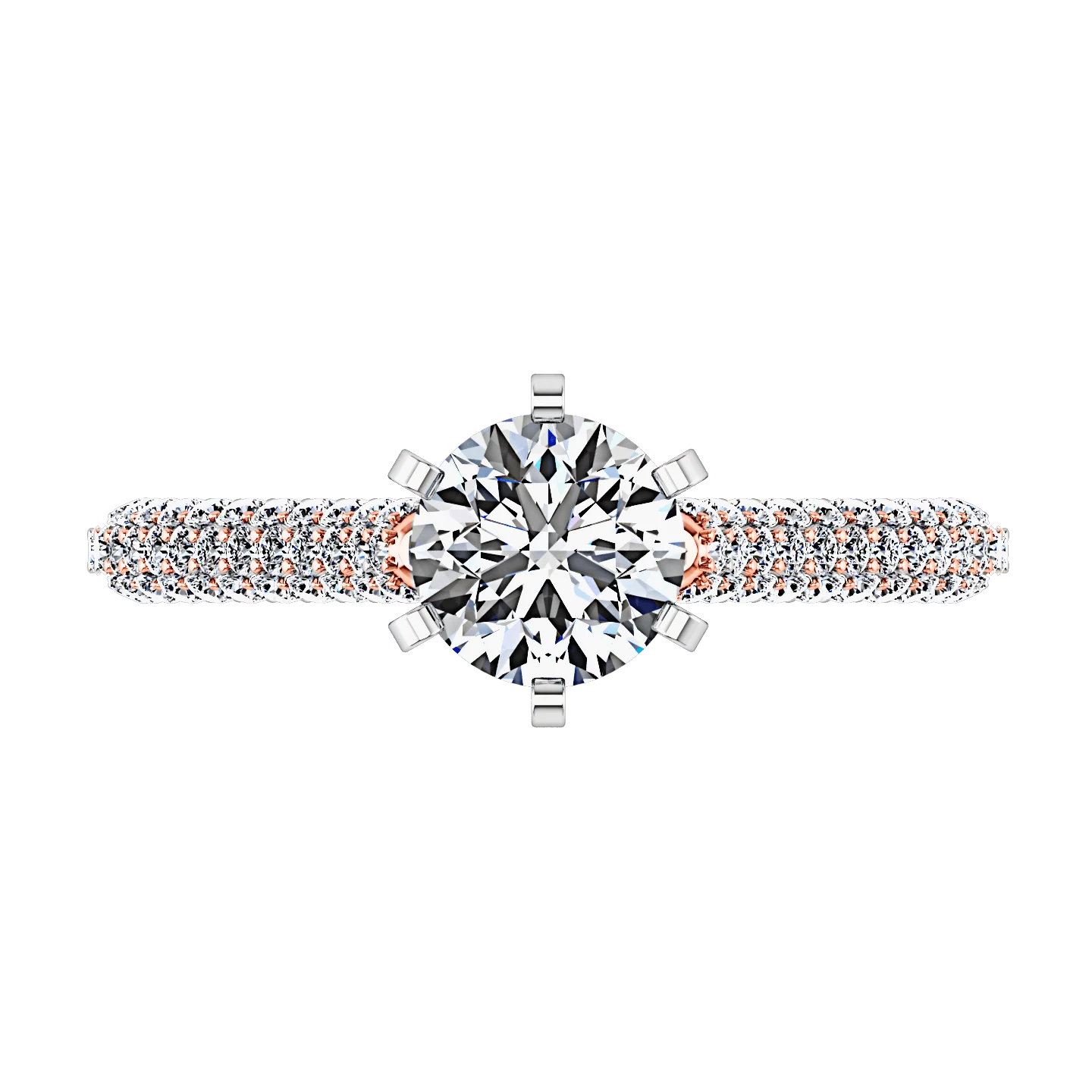 Pave Diamond Engagement Ring Royal 14K Rose Gold - Image 4