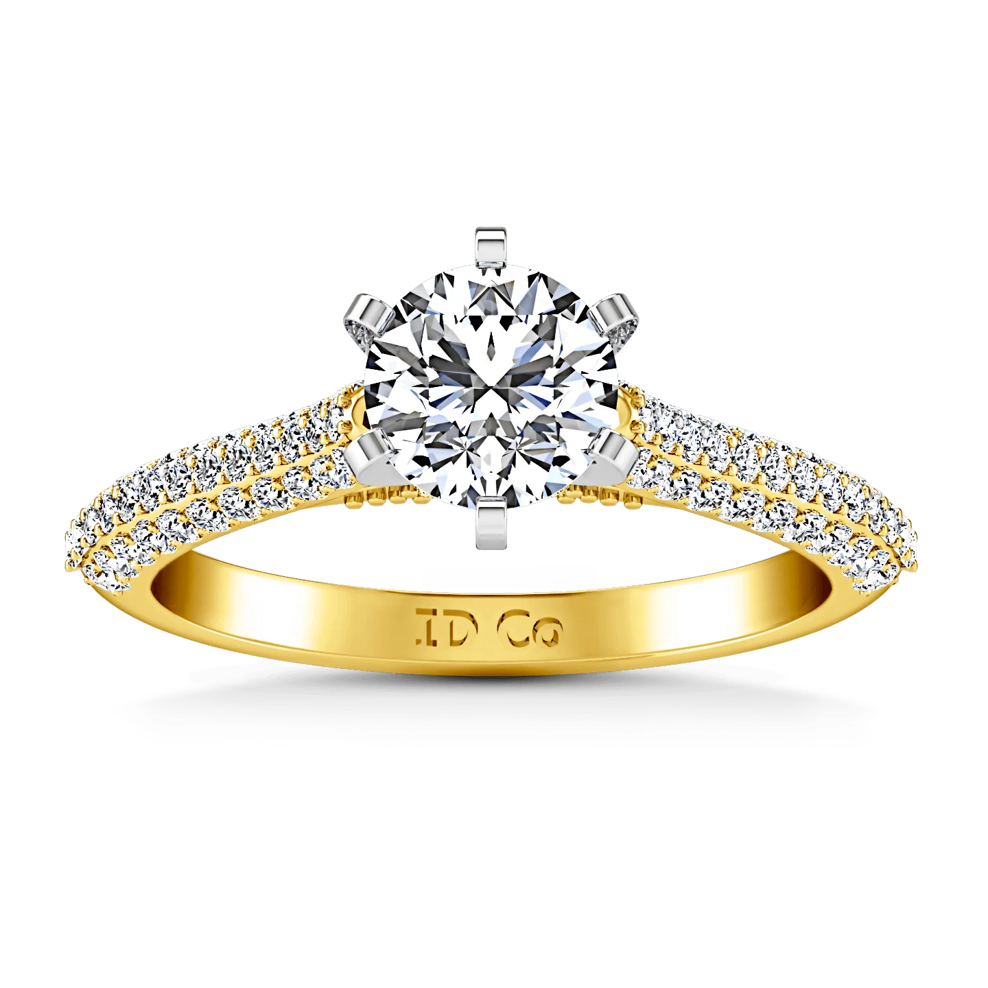 Pave Diamond EngagementRing Royal 14K Yellow Gold