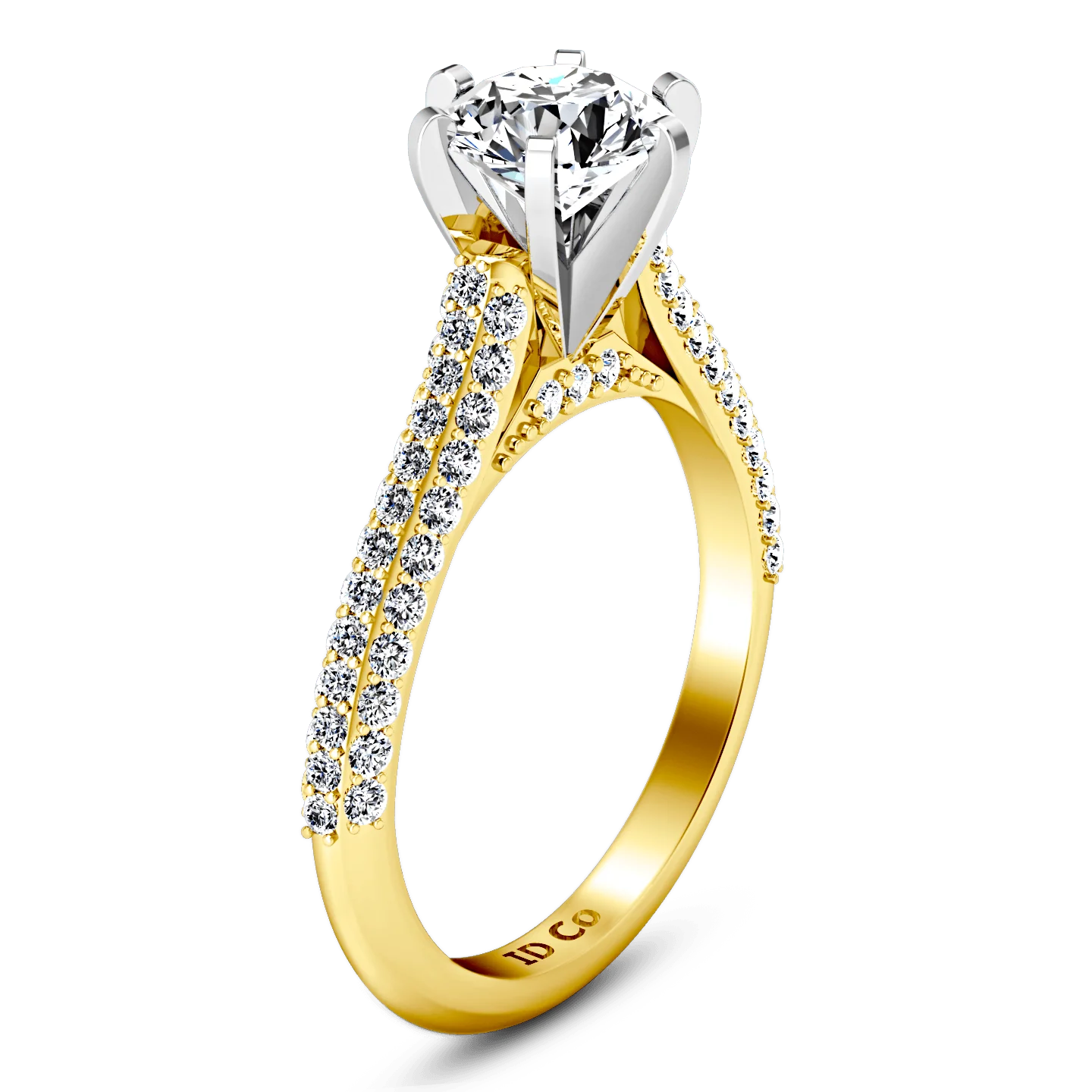 Pave Diamond EngagementRing Royal 14K Yellow Gold - Image 2