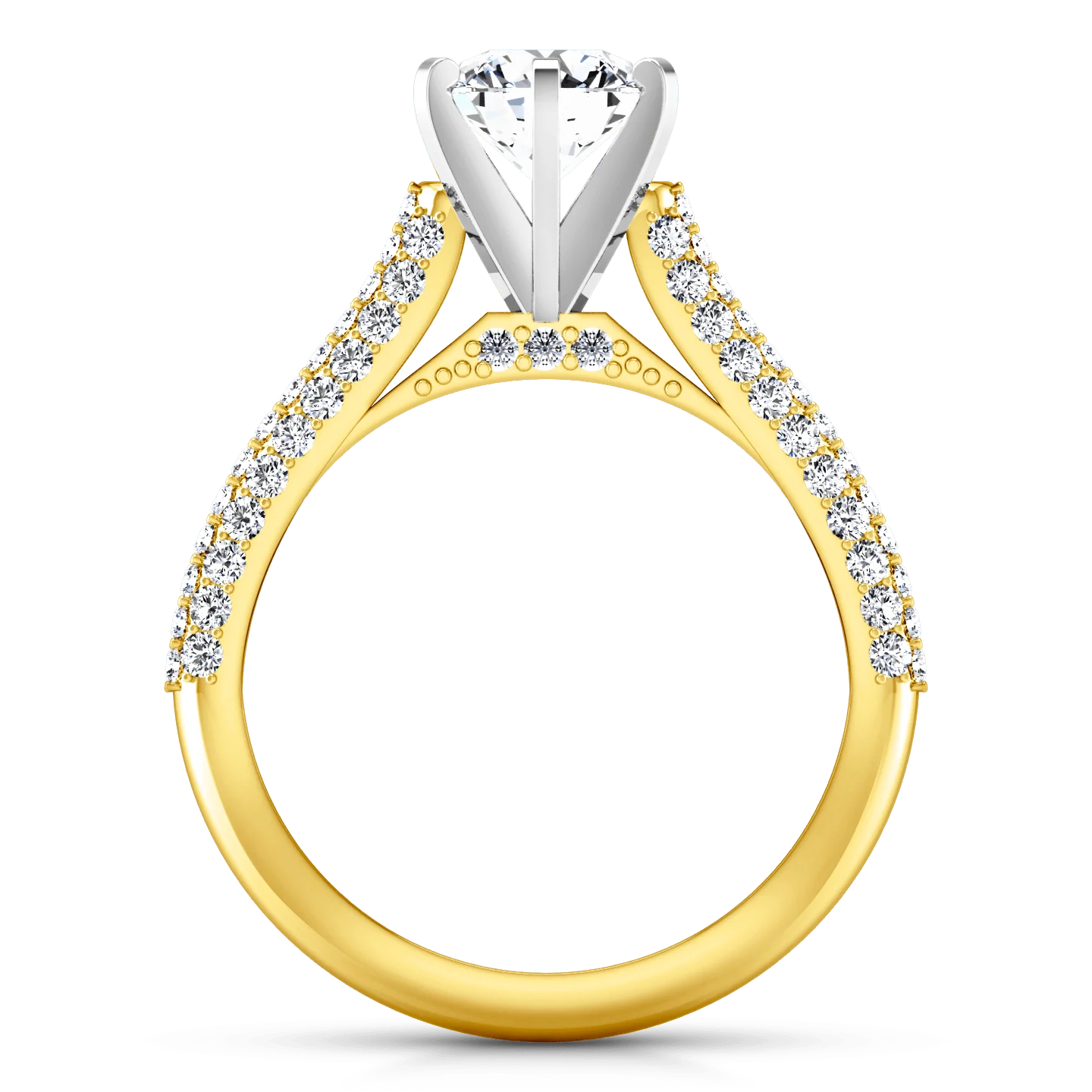 Pave Diamond EngagementRing Royal 14K Yellow Gold - Image 3