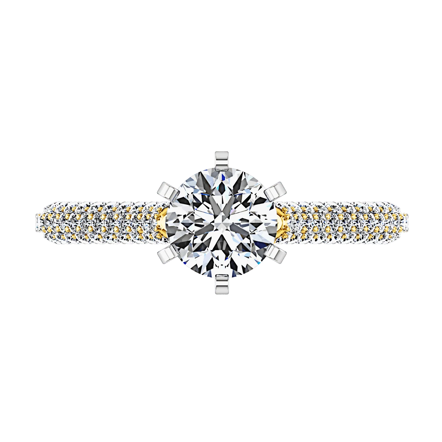 Pave Diamond EngagementRing Royal 14K Yellow Gold - Image 4