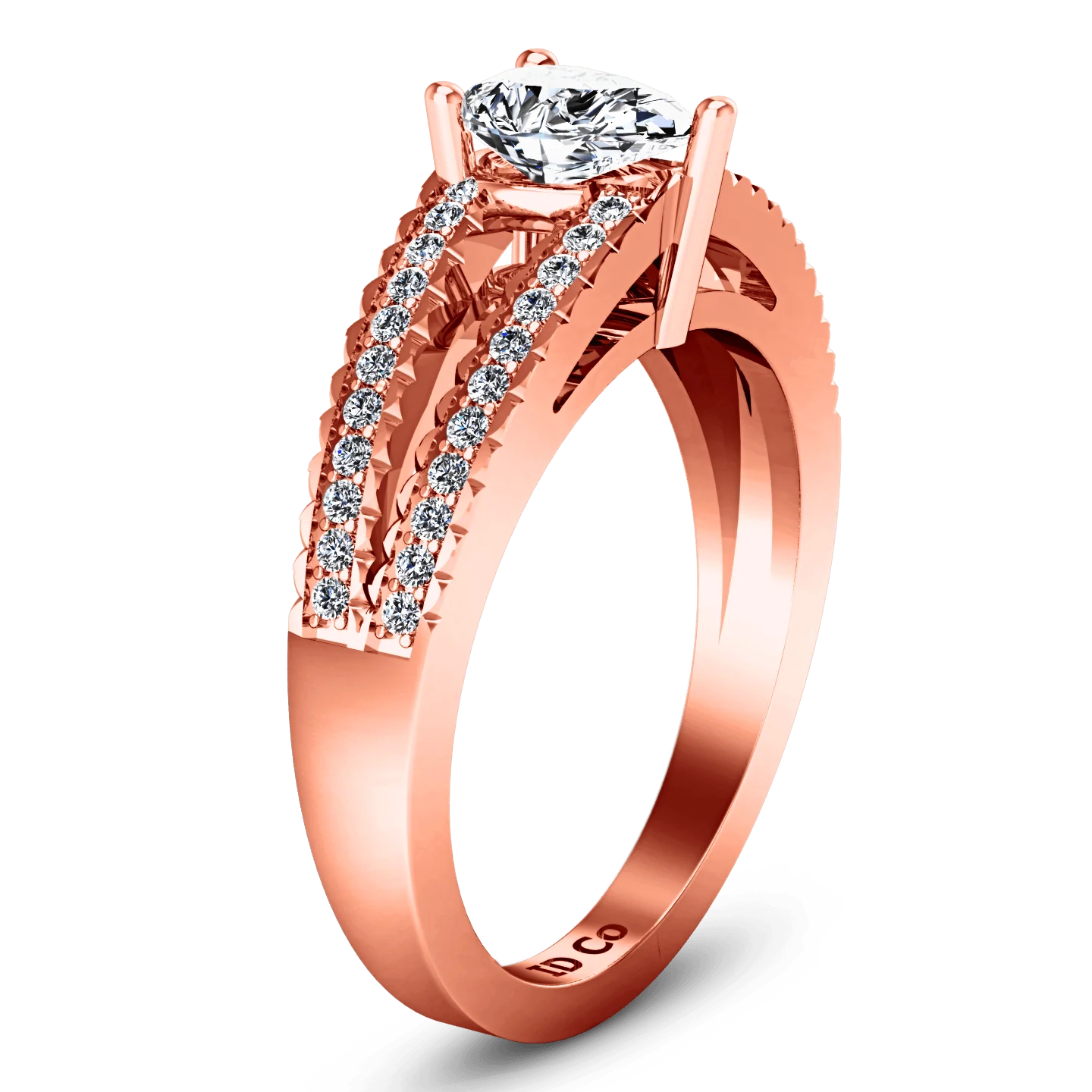 Pave Diamond Engagement Ring Season Pear 14K Rose Gold - Image 2
