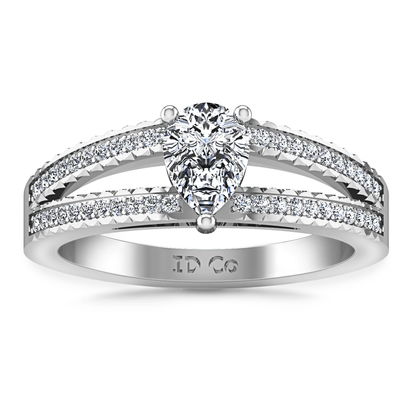 Pave Engagement Ring Season Pear 14K White Gold