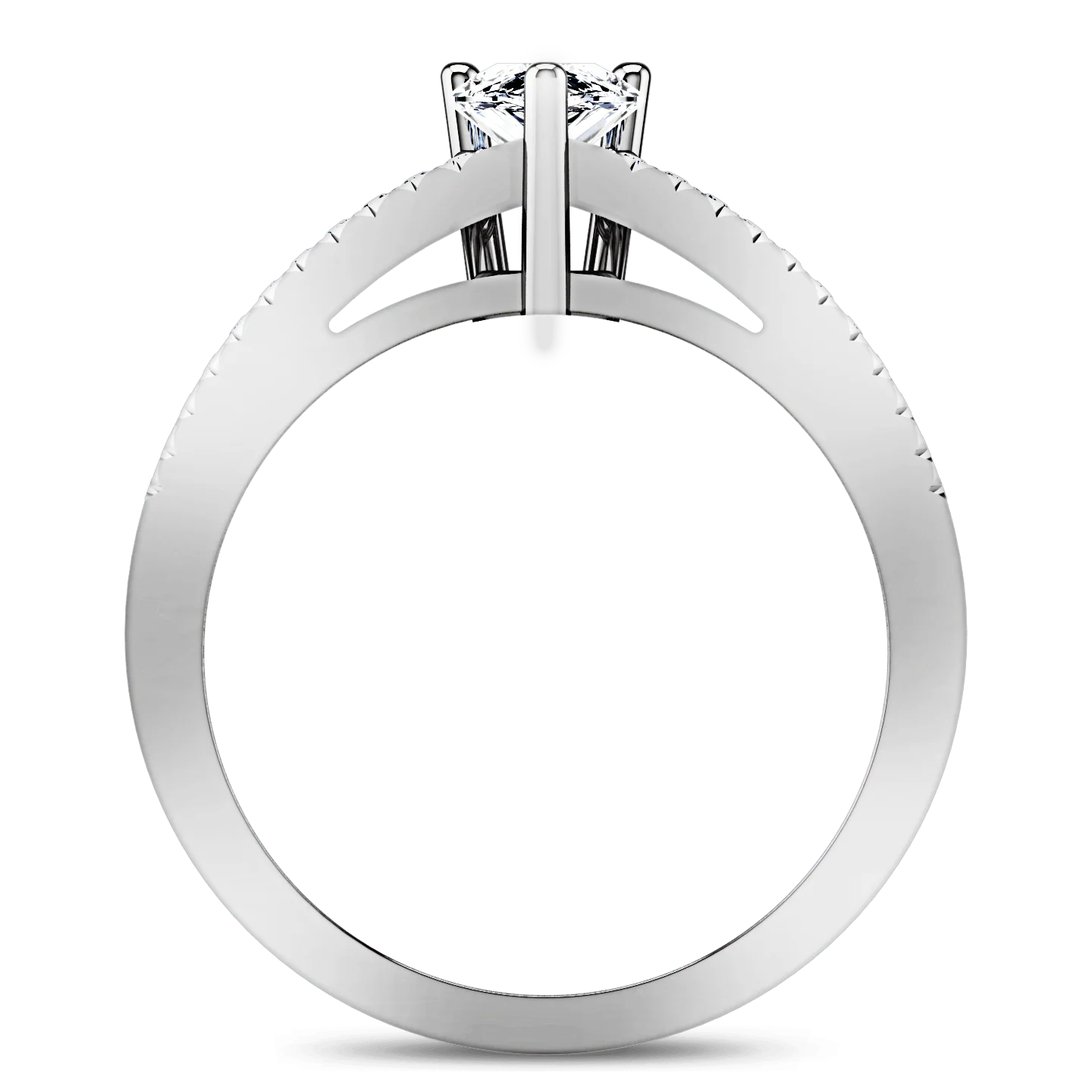Pave Engagement Ring Season Pear 14K White Gold - Image 3