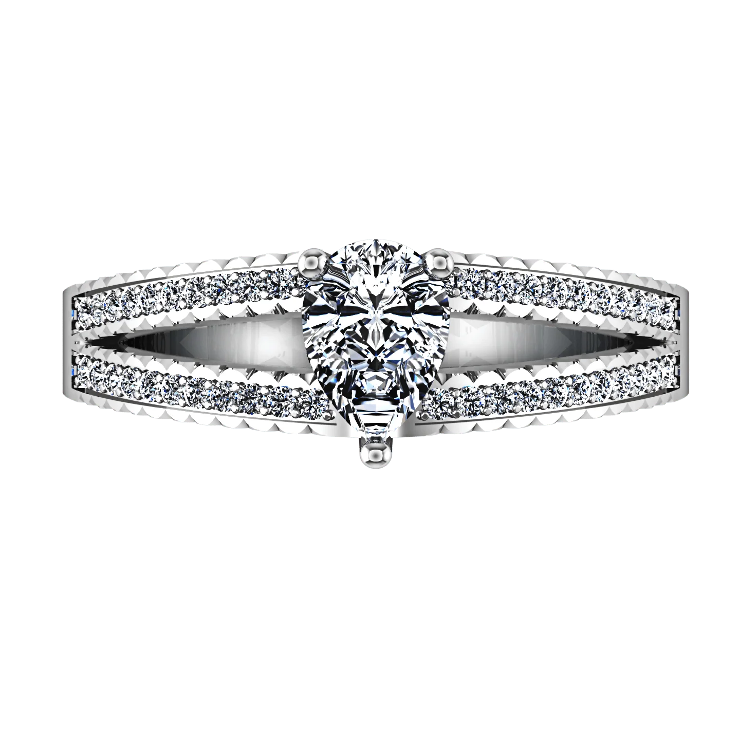 Pave Engagement Ring Season Pear 14K White Gold - Image 4
