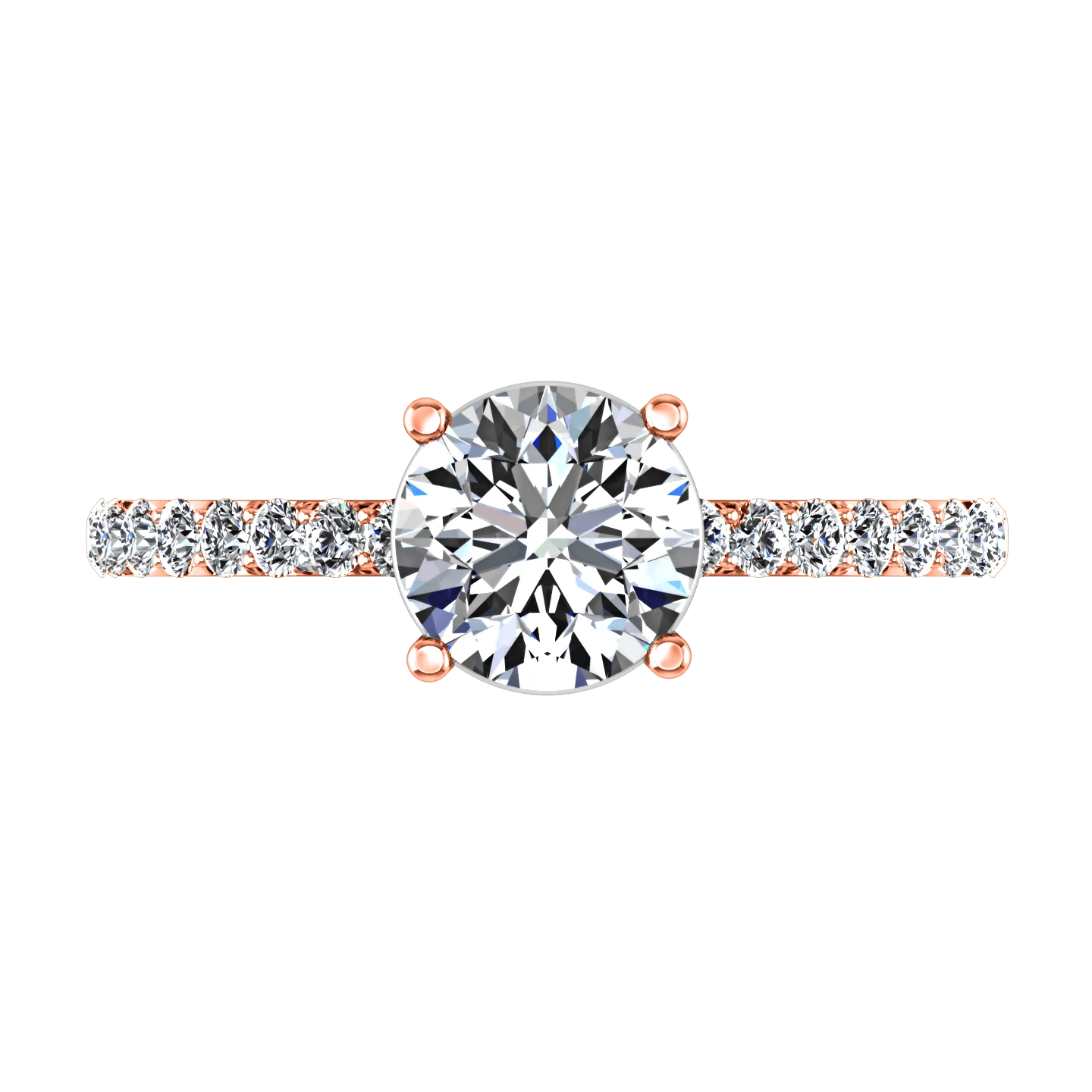 Pave Diamond Engagement Ring Yvette 14K Rose Gold - Image 4