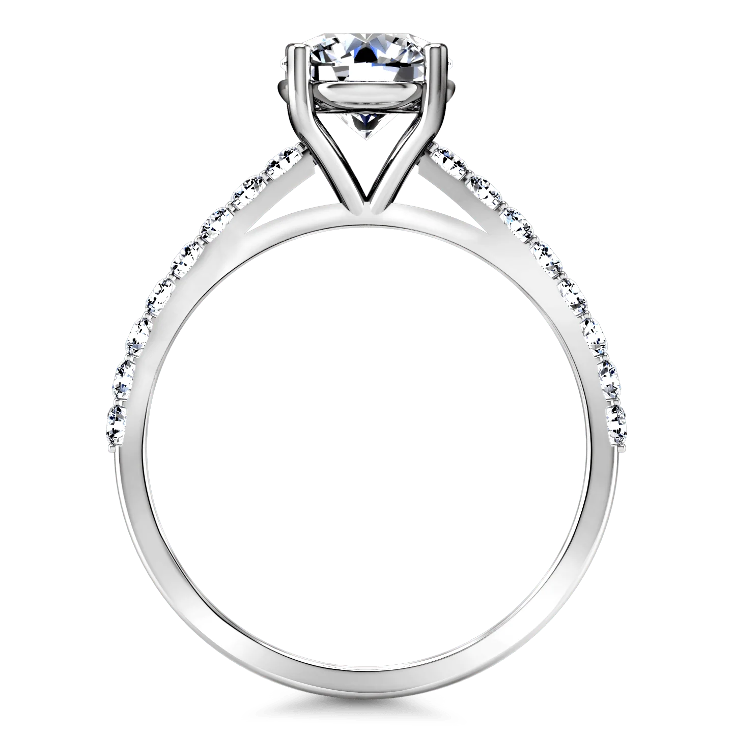 Round Diamond Pave Engagement Ring Yvette 14K White Gold - Image 3