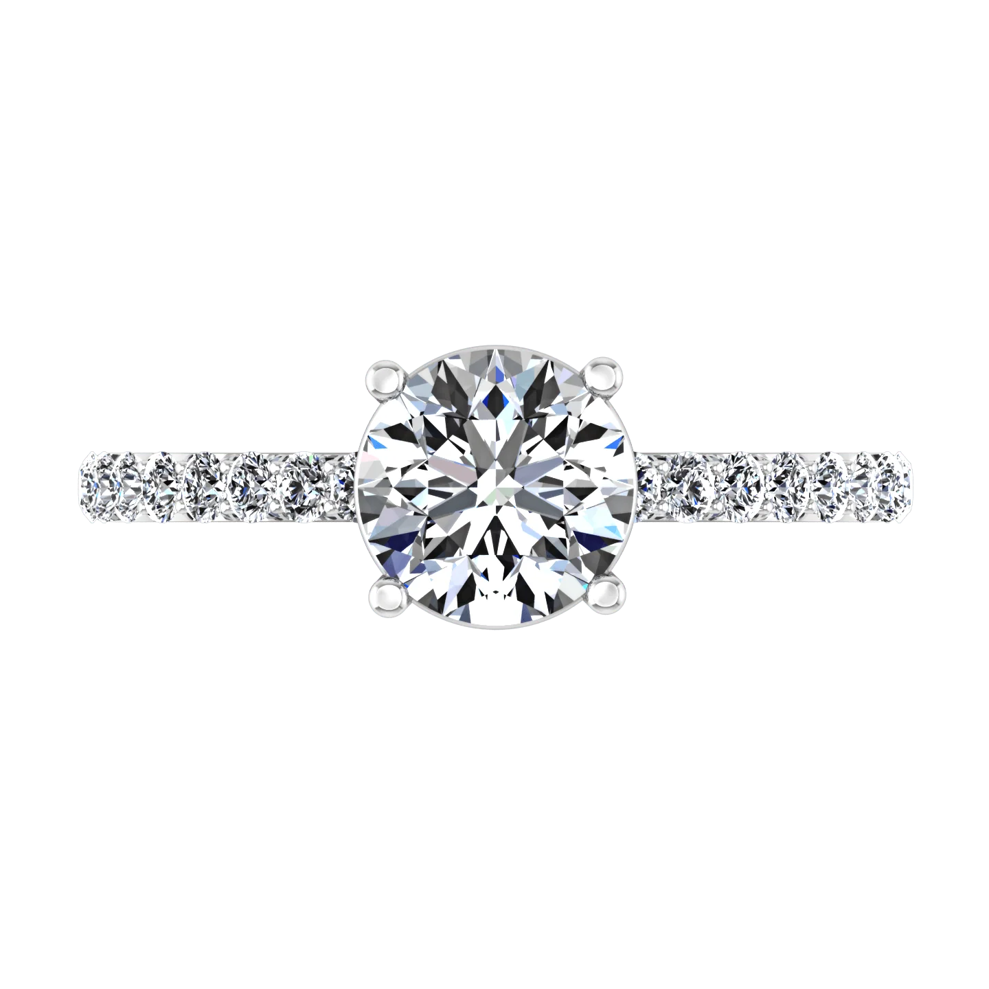 Round Diamond Pave Engagement Ring Yvette 14K White Gold - Image 4