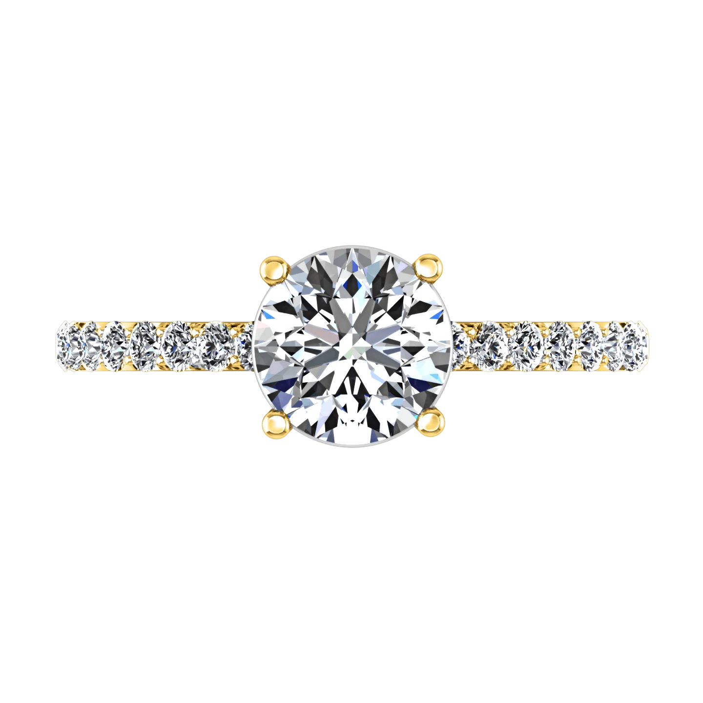 Pave Diamond EngagementRing Yvette 14K Yellow Gold - Image 4
