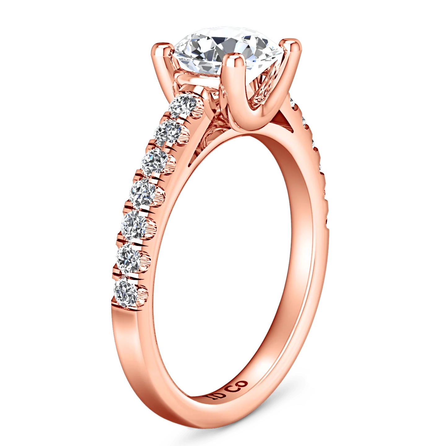 Pave Diamond Engagement Ring Zoe 14K Rose Gold - Image 2