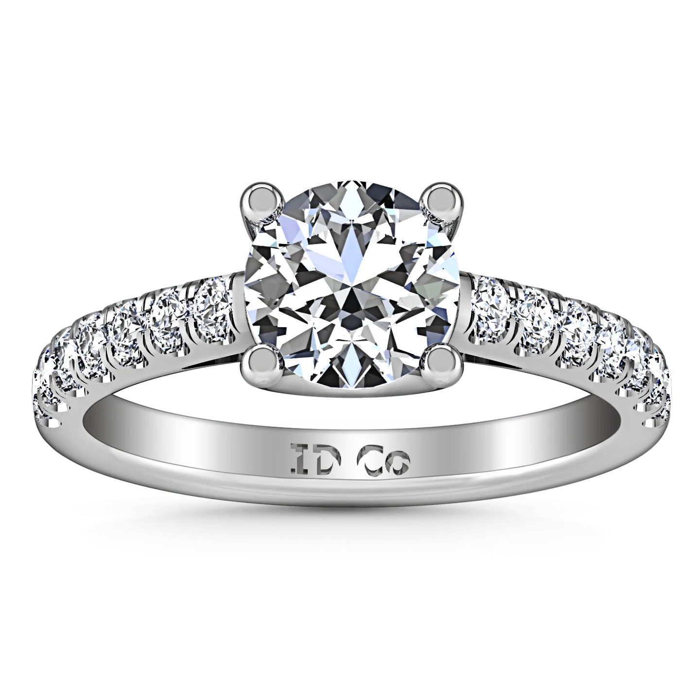 Round Diamond Pave Engagement Ring Zoe 14K White Gold