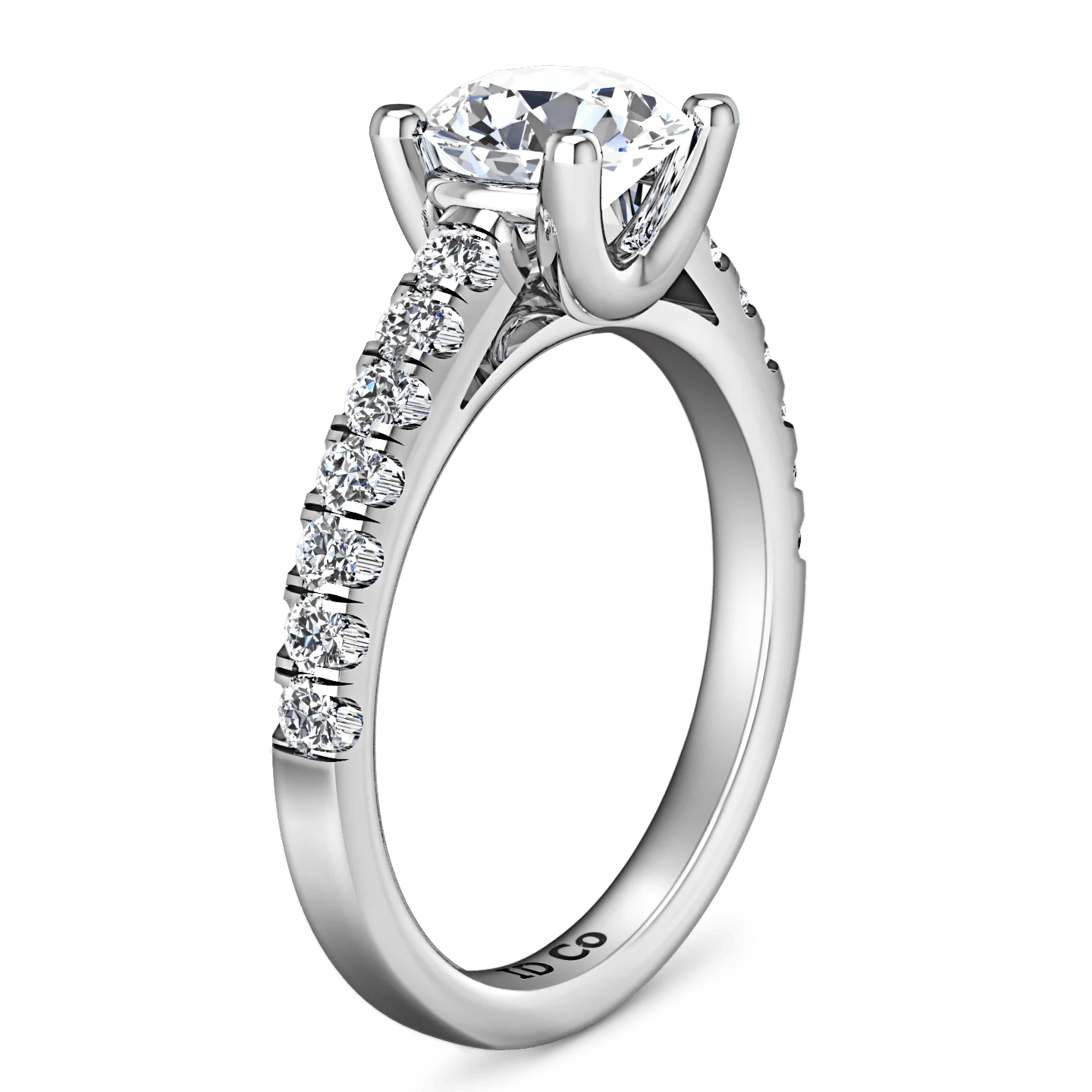 Round Diamond Pave Engagement Ring Zoe 14K White Gold - Image 2
