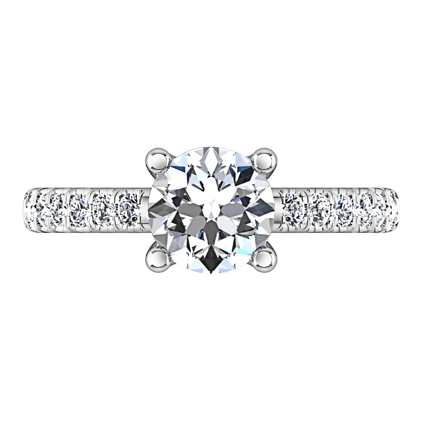 Round Diamond Pave Engagement Ring Zoe 14K White Gold - Image 4