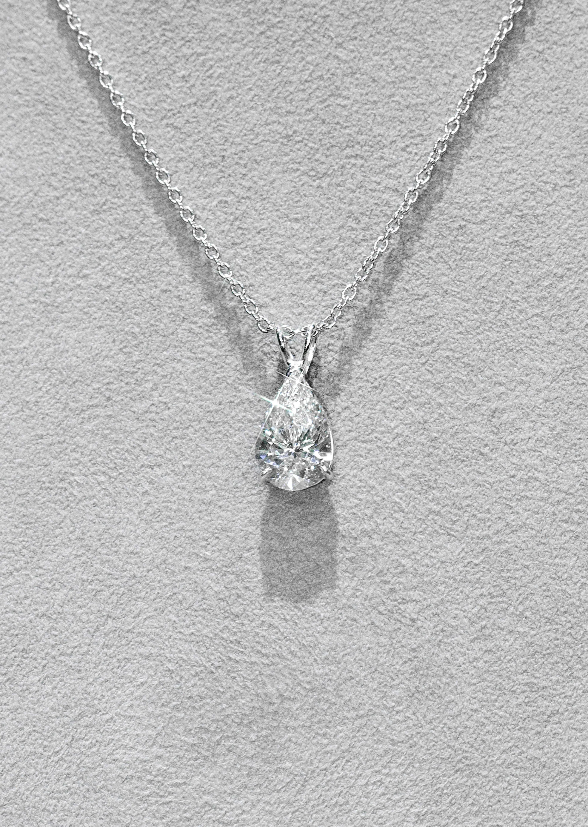 Women Jewelry - Diamond Necklace For Women | Lab Grown Pear Diamond Solitaire Pendant - Image 4