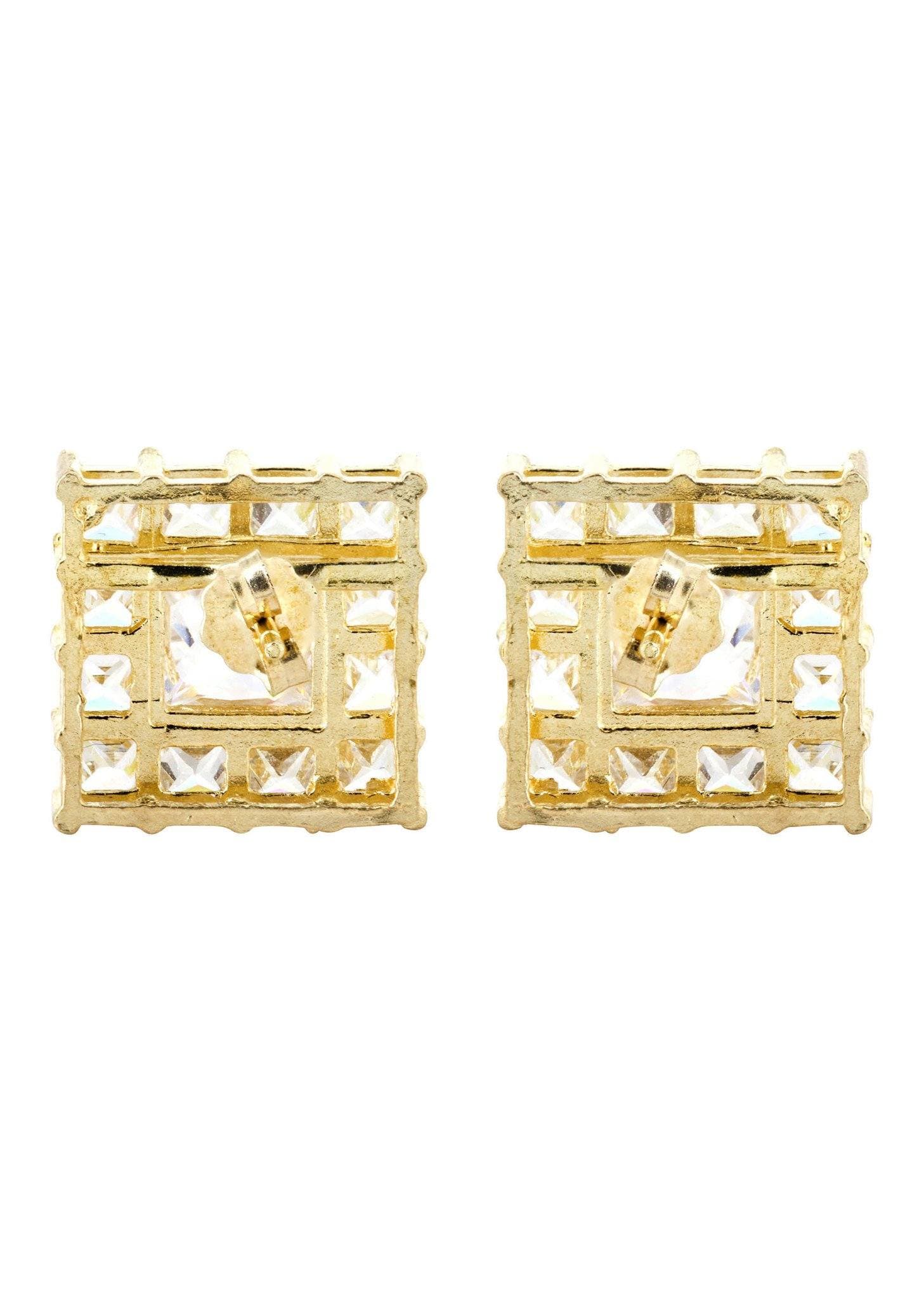 10K Princess Gold Earrings For Men | Appx 1/2 Inches Wide - Image 2
