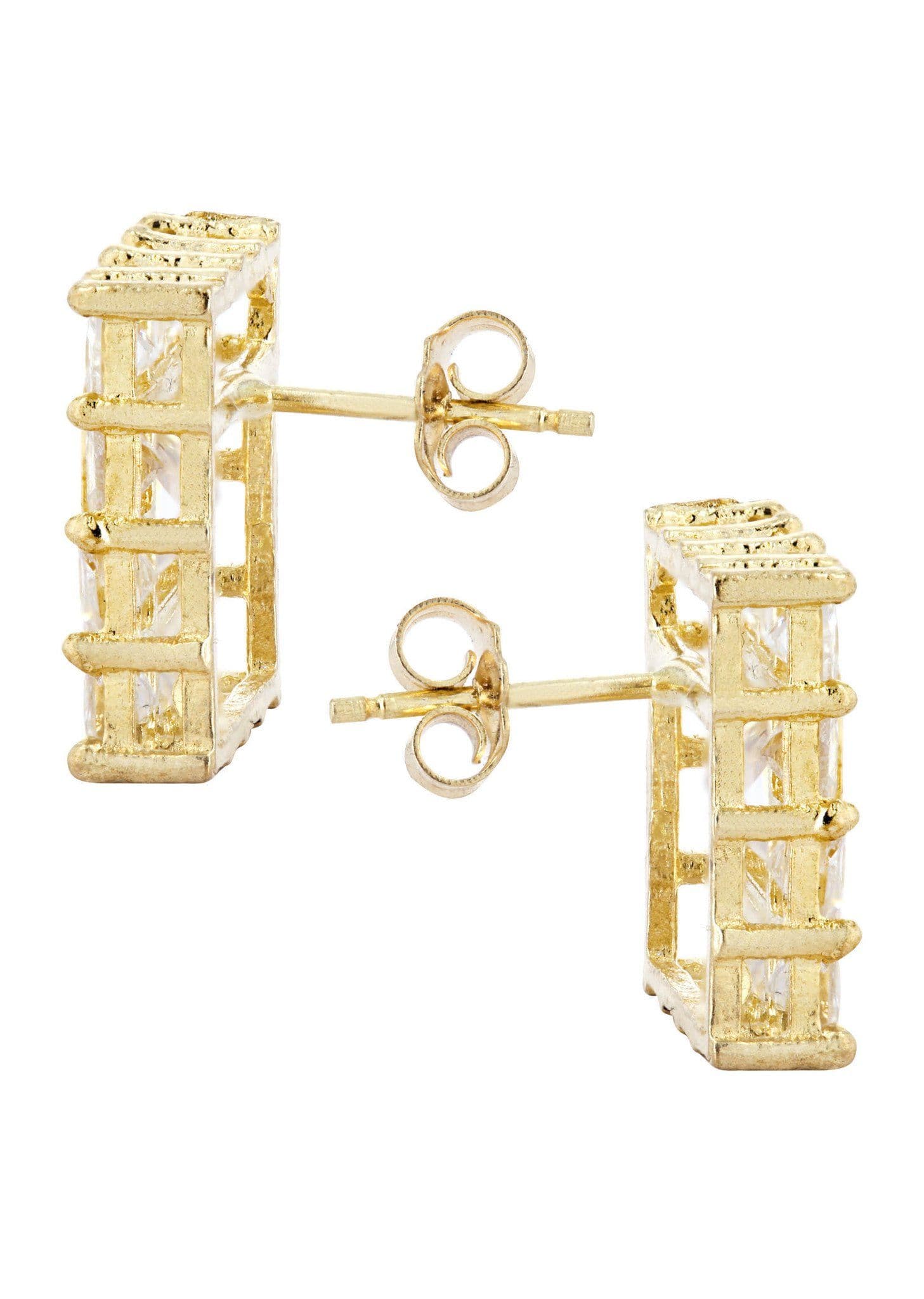 10K Princess Gold Earrings For Men | Appx 1/2 Inches Wide - Image 3