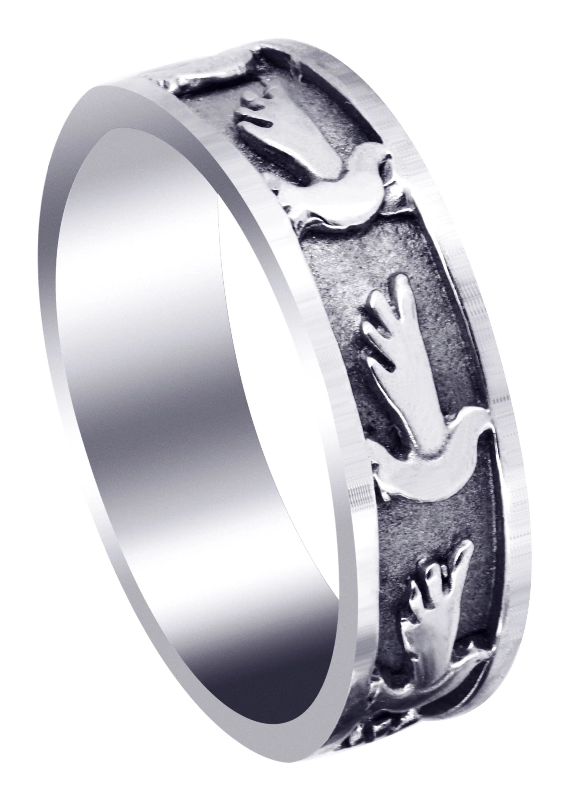 Religious Mens Wedding Band | Sand Blast / High Polish Finish (August)