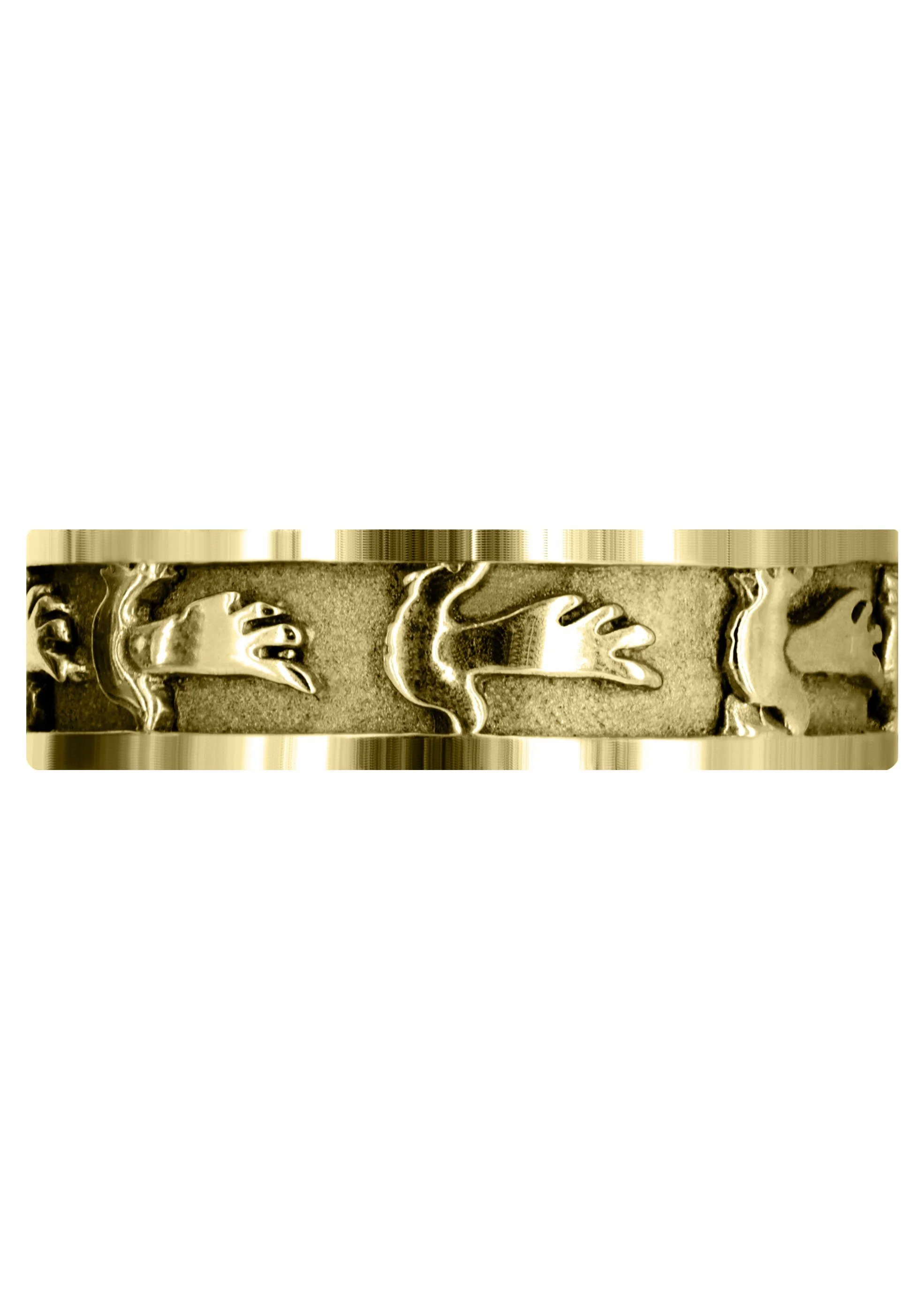Yellow Gold Religious Mens Wedding Band | Sand Blast / High Polish Finish (August) - Image 2