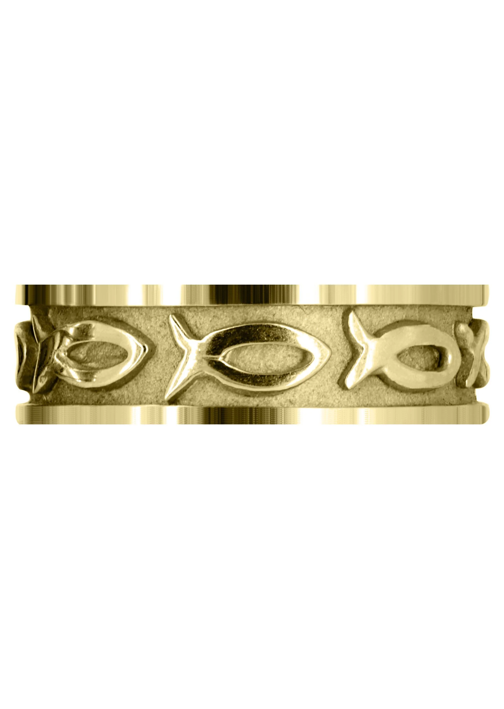 Yellow Gold Religious Mens Wedding Band | Sand Blast / High Polish Finish (Mark) - Image 2